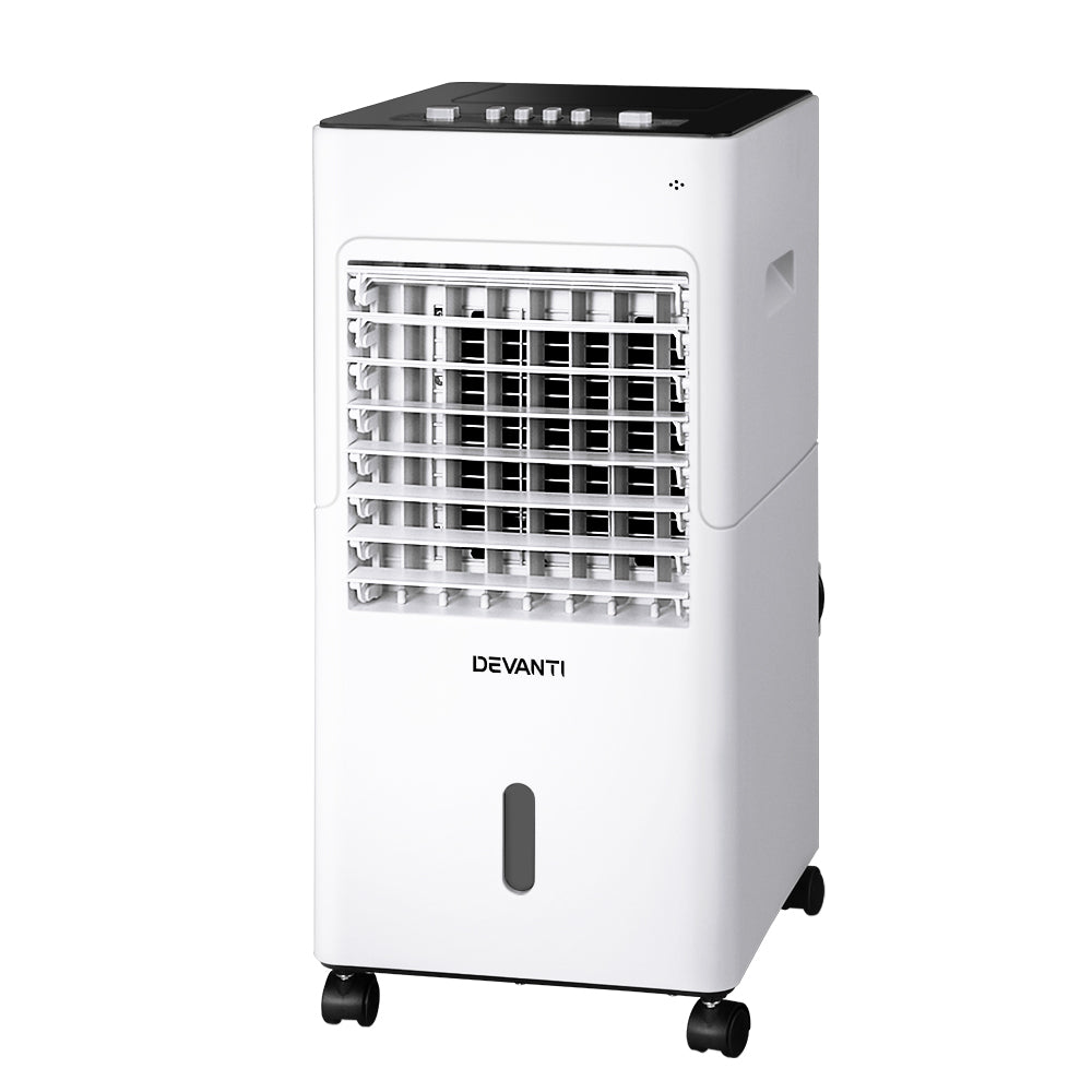Devanti 6L Evaporative Air Cooler - Portable Cooling Fan with Humidifier for Home, Office & Outdoor Use - Energy Efficient & Eco-Friendly Air Conditioner Alternative