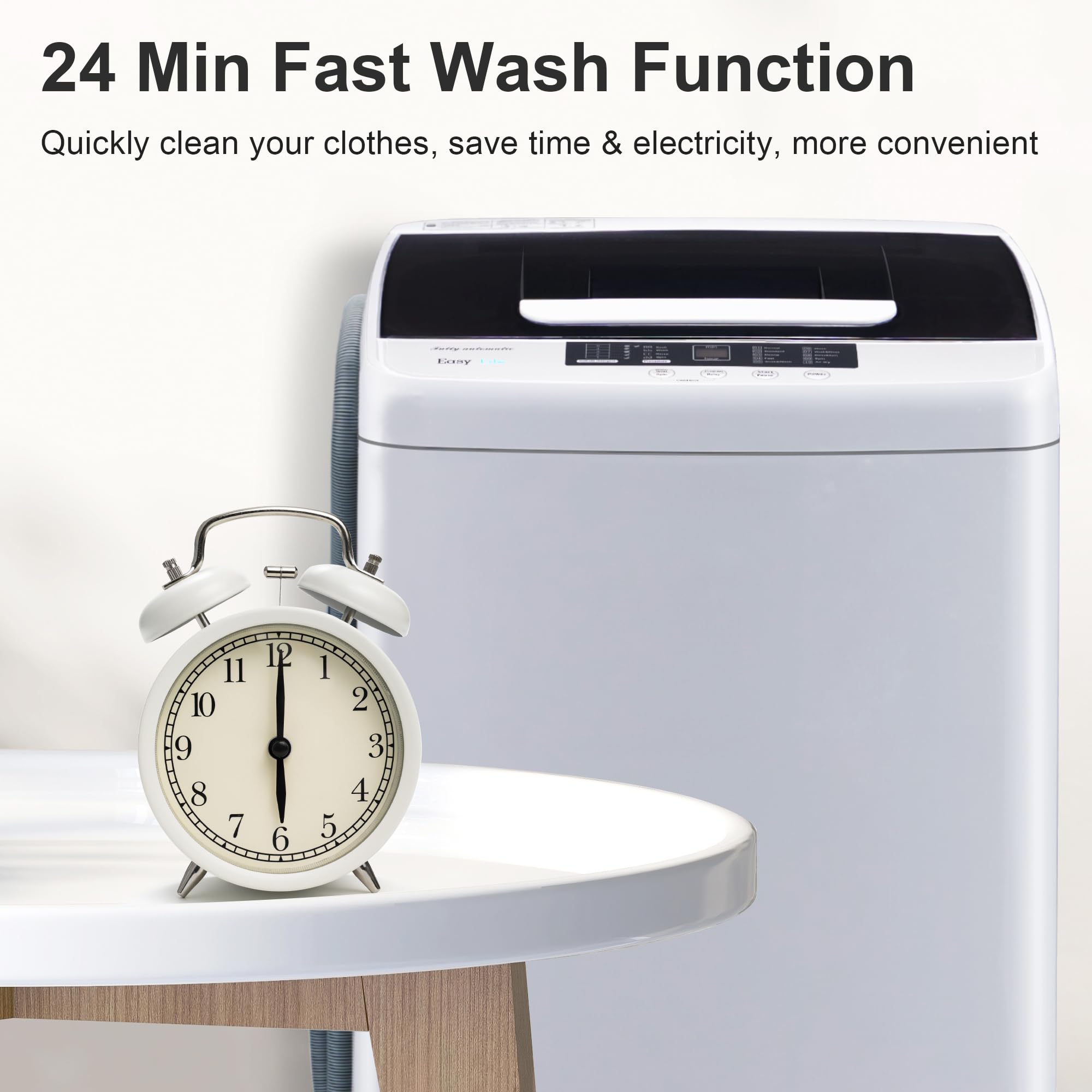 Spurgehom 15.6 lbs Portable Washing Machine with Dryer Combo - Full Automatic Compact Washer with Built-in Pump Drain, LED Display, 10 Wash Cycles & 8 Water Levels - Perfect for Apartments, RVs, Camping & Small Spaces Laundry Needs