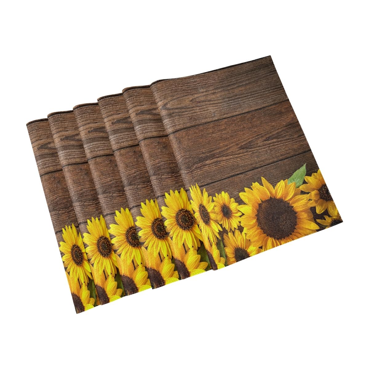 Sunflower Placemats Non-Slip Heat Resistant Washable Table Mats - 12