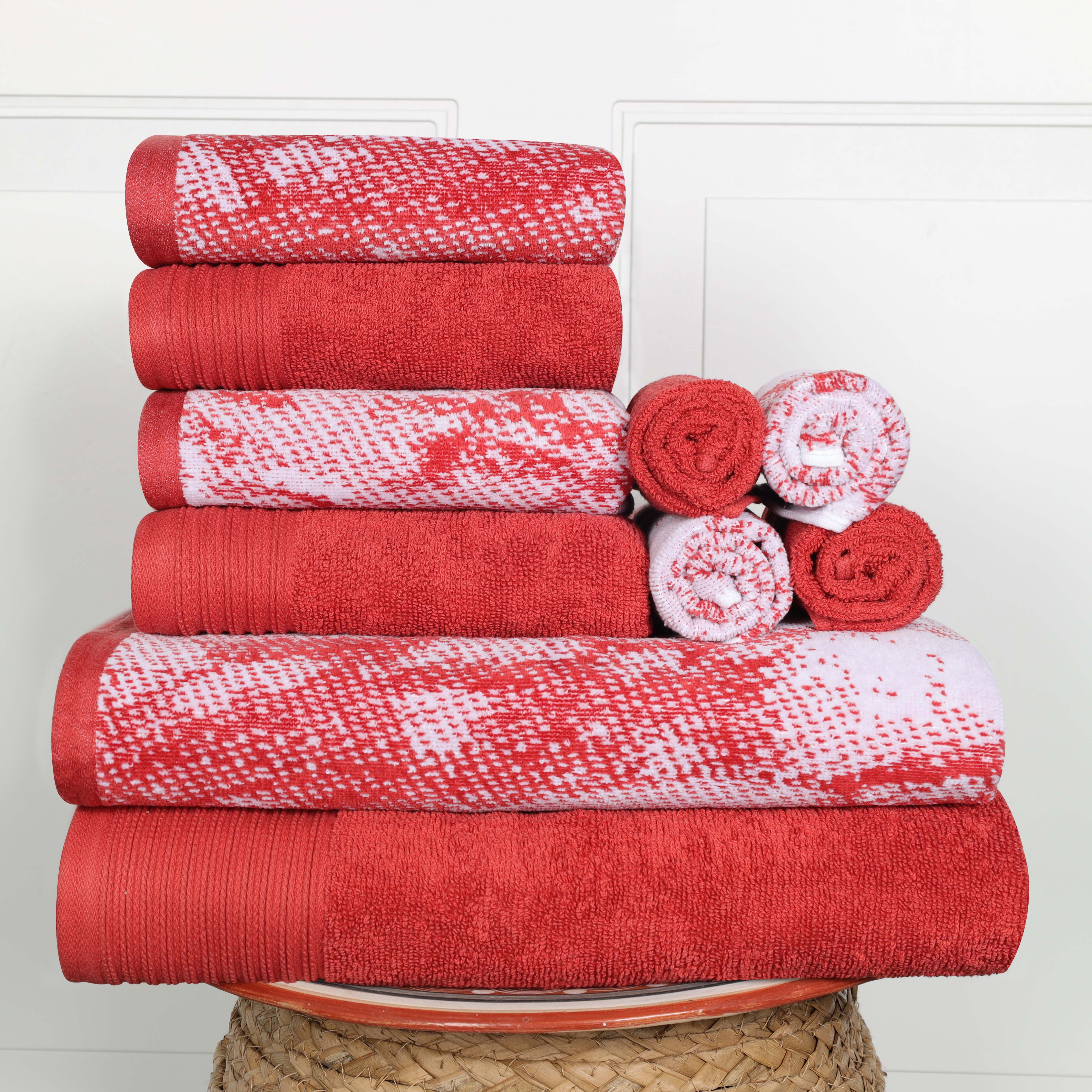 Premium 10-Piece Cotton Quick-Drying Towel Set - Solid & Marble Colors for Bath, Beach, Gym, and Spa Use
