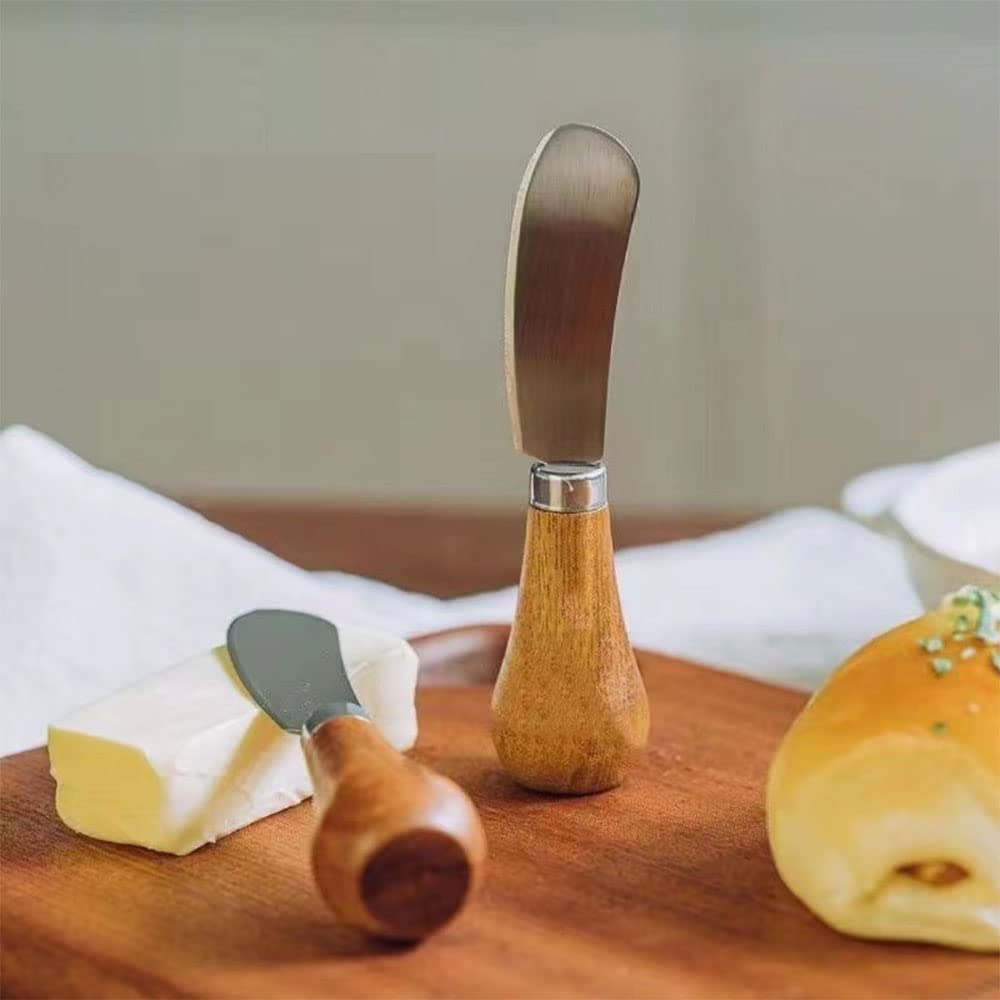 Stainless Steel Cheese Butter Spreader Knives Set with Wooden Handle - Charcuterie Board Accessories for Cheese Platter, Charcuterie, Party Serving & Gourmet Food Presentation