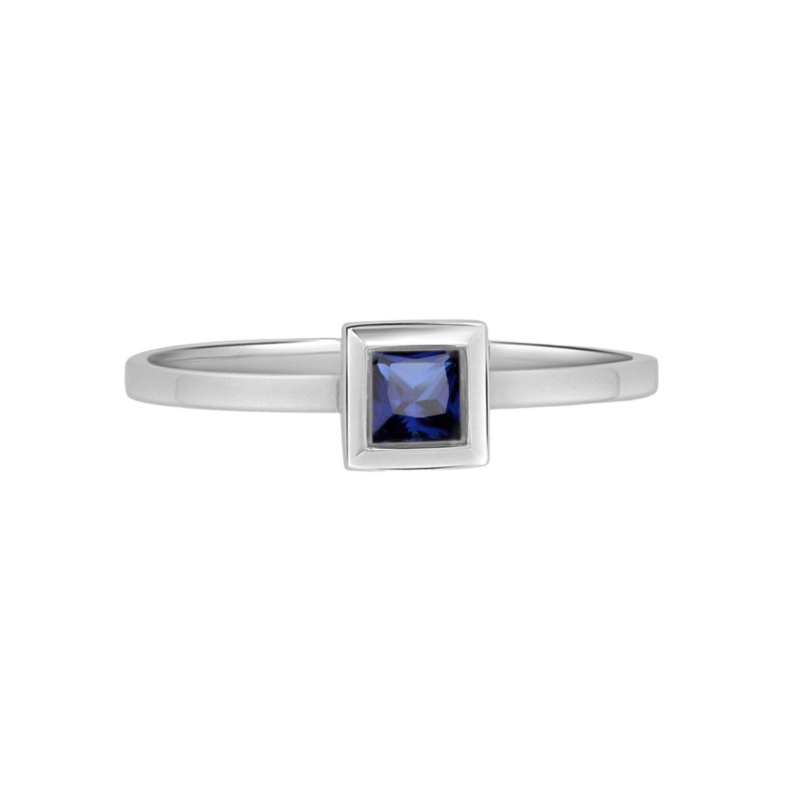 14k White Gold Princess Cut Blue Sapphire Cocktail Ring for Women | Elegant Evening Party Jewelry Gift for Her | Perfect for Weddings, Anniversaries & Special Occasions