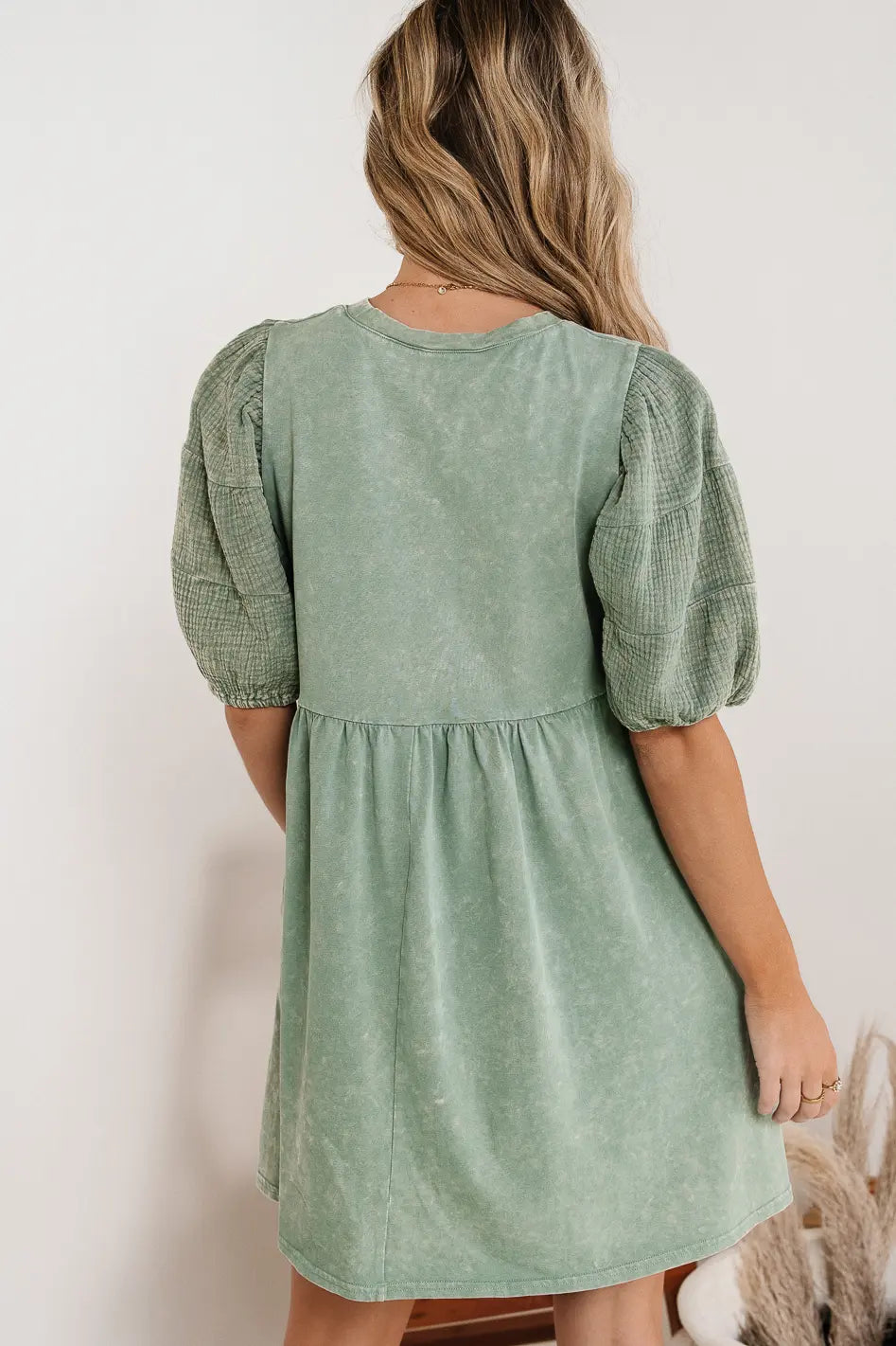 Andra Mini Dress in Sage Green - Flowy Summer Dress for Women, Boho Chic Casual Outfit, Perfect for Beach, Vacation & Date Night