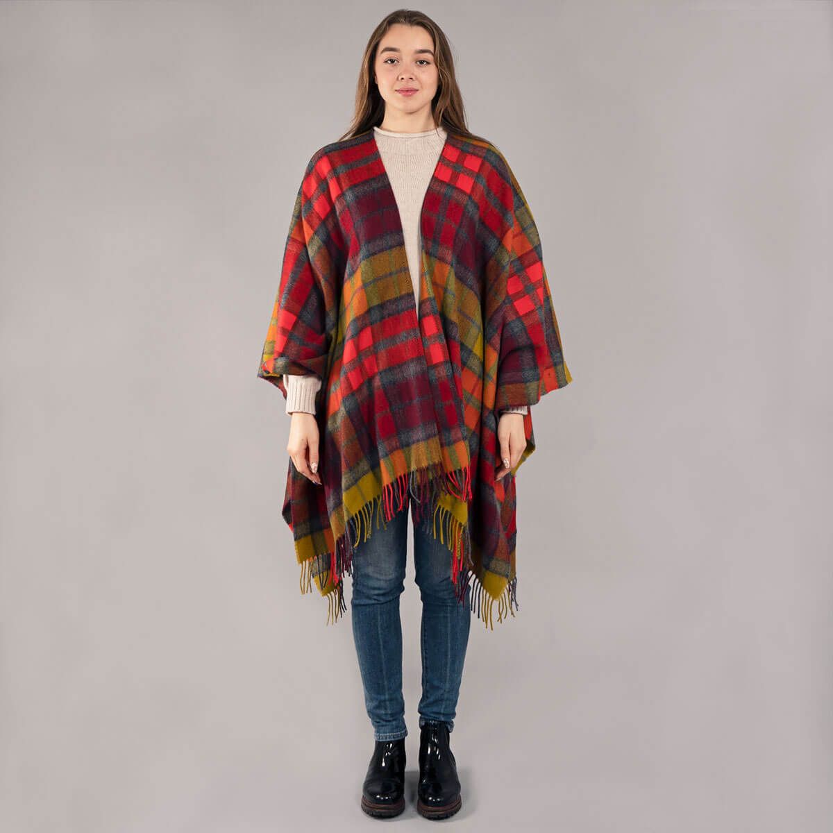 Alice Buchanan Berry Lambswool Serape Wrap - Soft Warm Wool Shawl for Women - Perfect for Fall, Winter & Cozy Evenings