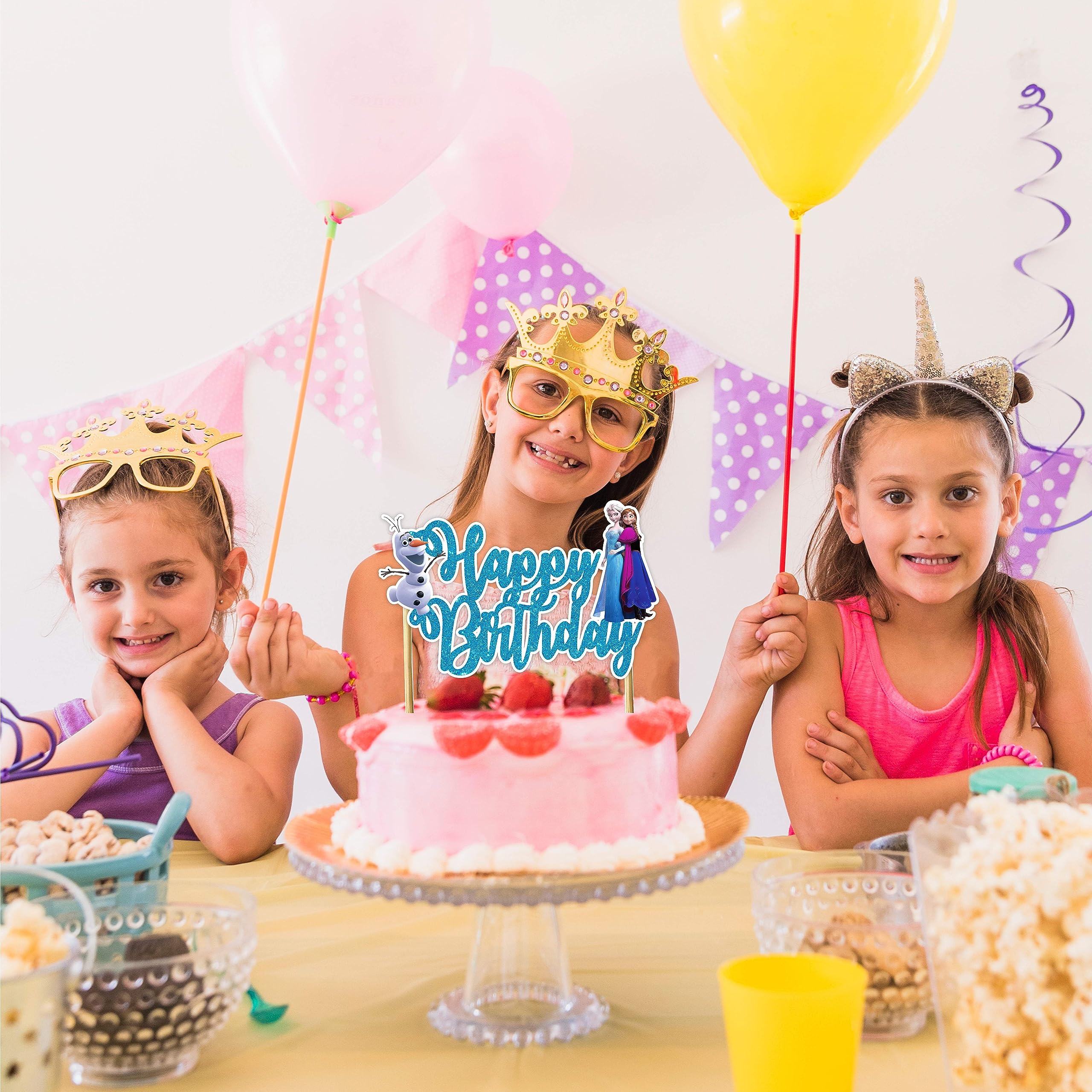 Frozen Happy Birthday Cake Topper - Premium Birthday Party Decorations for Disney Themed Celebrations, Baby Showers & Special Events