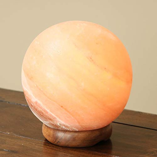 Himalayan Salt Lamp 6 Inch - Natural Rock Crystal Table Lamp, Pink Wood Base for Bedroom, Office, Yoga & Meditation - Night Light, Desk Decor, Gift Idea