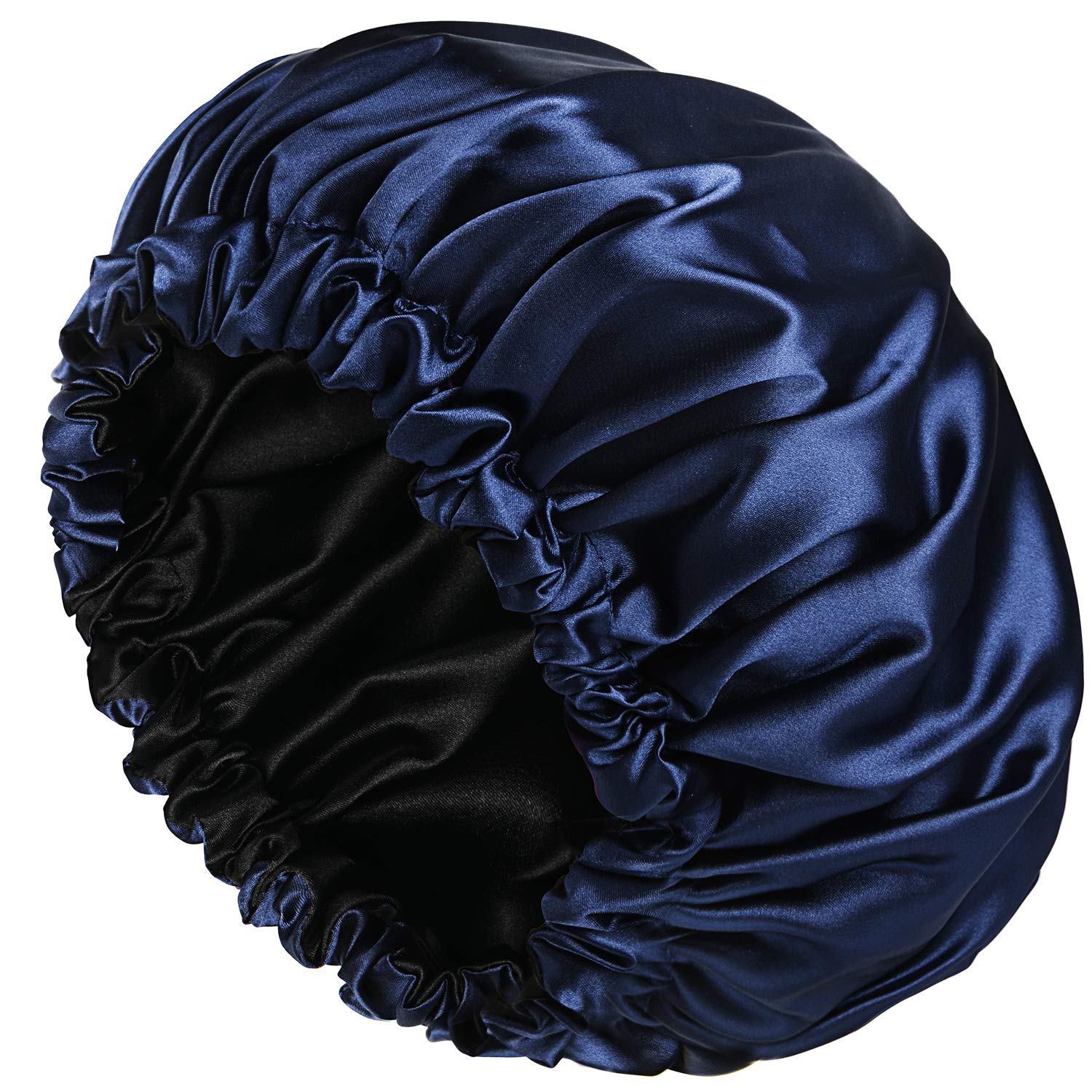 AP SALES Women's Handmade Reversible Luxury Satin Hair Bonnet - Soft Sleep Cap for Curly & Natural Hair - Nighttime Hair Protection (Blue) - Perfect for Bedtime, Travel & Salon Visits
