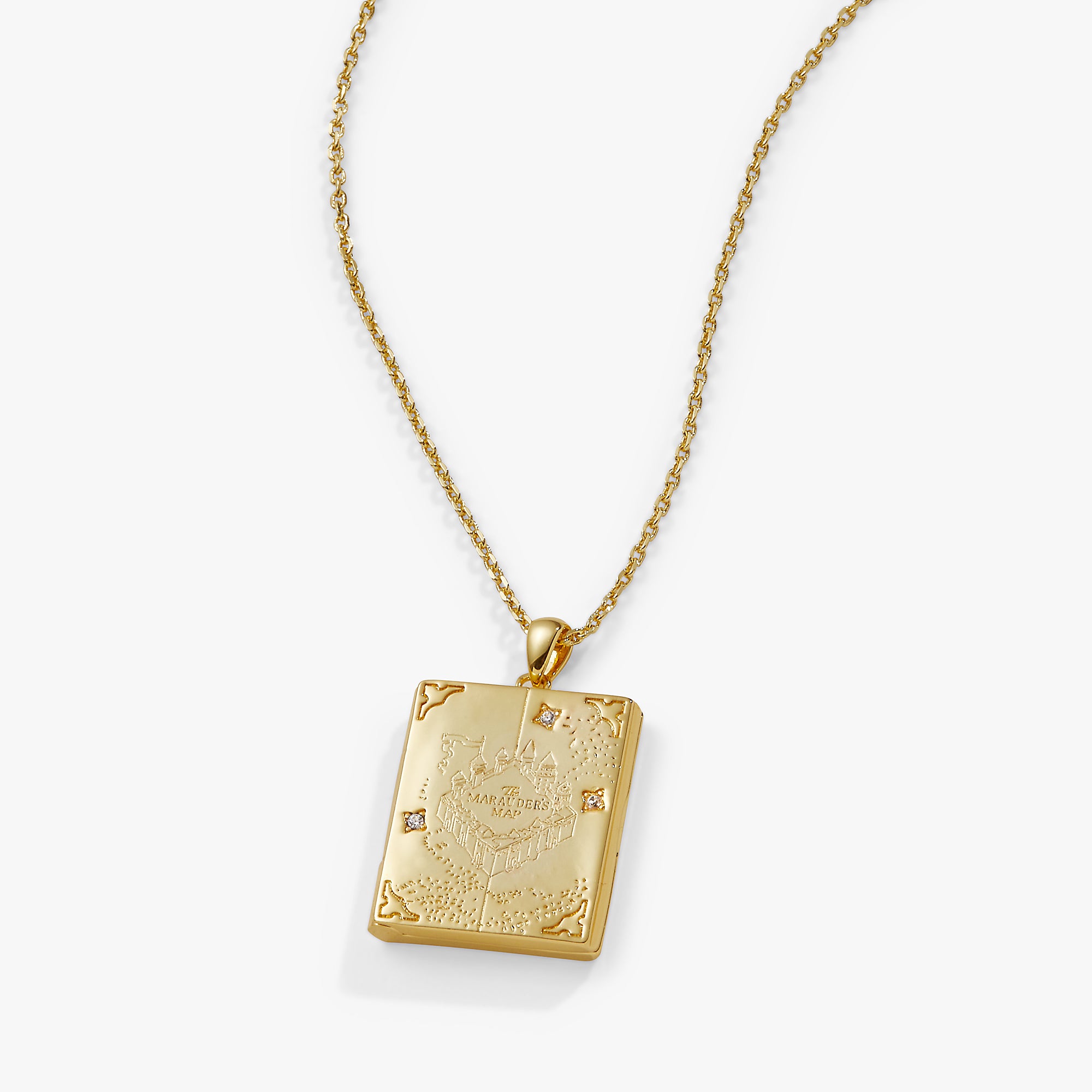 Harry Potter™ Mischief Managed Locket Necklace - Golden Deathly Hallows Pendant Jewelry for Women & Men - Perfect for Cosplay, Gift Giving & Harry Potter Fans