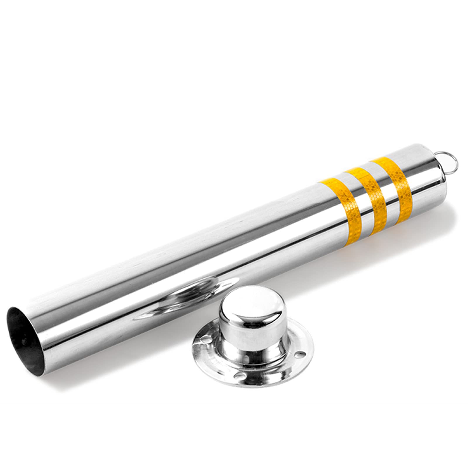 Heavy Duty Stainless Steel Parking Posts with Reflective Strips - 31.5
