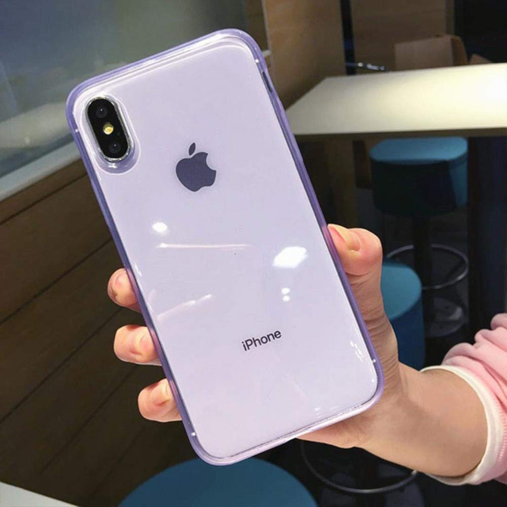 Shockproof Clear TPU Phone Case for iPhone 12/12 Pro Max/12 mini/11 Pro Max/XR/XS Max/7/8 Plus/X - Full Body Protection Soft Flexible Cover (Purple) - Perfect for Daily Use, Travel & Outdoor Activities