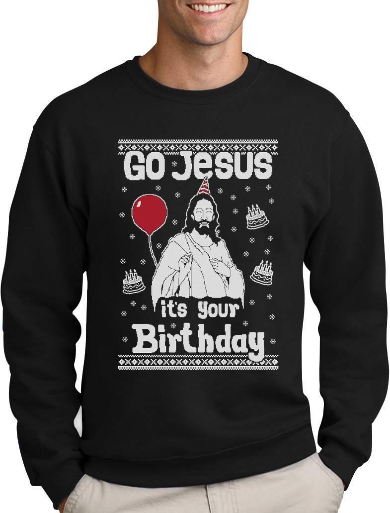 Green Turtle Ugly Christmas Sweater T-Shirt - Funny 'Go Jesus It's Your Birthday' Graphic Tee | Holiday Party Outfit, Christmas Gift, Festive Family Gathering Apparel