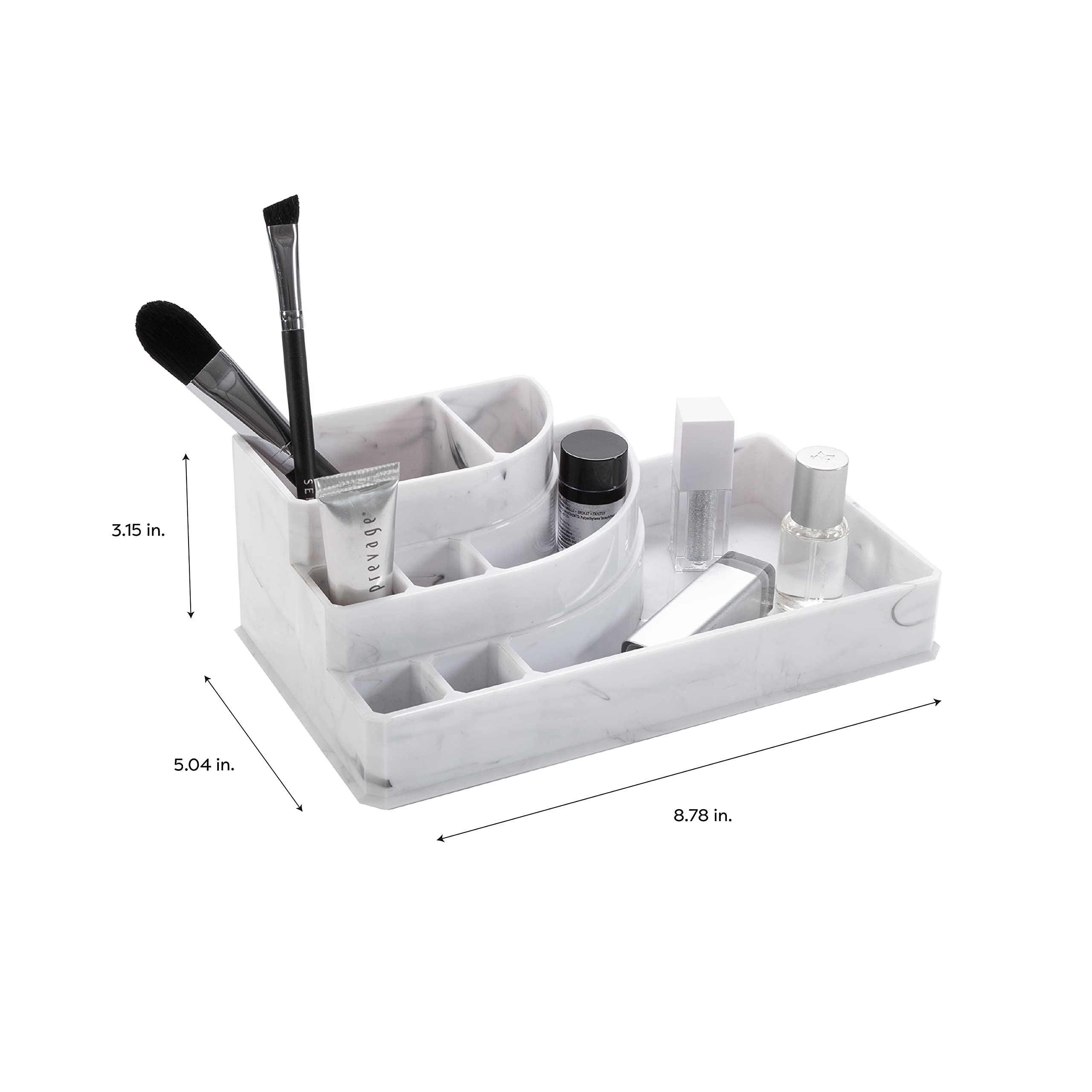 8-Section Marble Jewelry Holder - Durable Multi-Purpose Organizer for Jewelry, Cosmetics & Bath Accessories | Perfect for Vanity, Dresser & Bathroom Storage