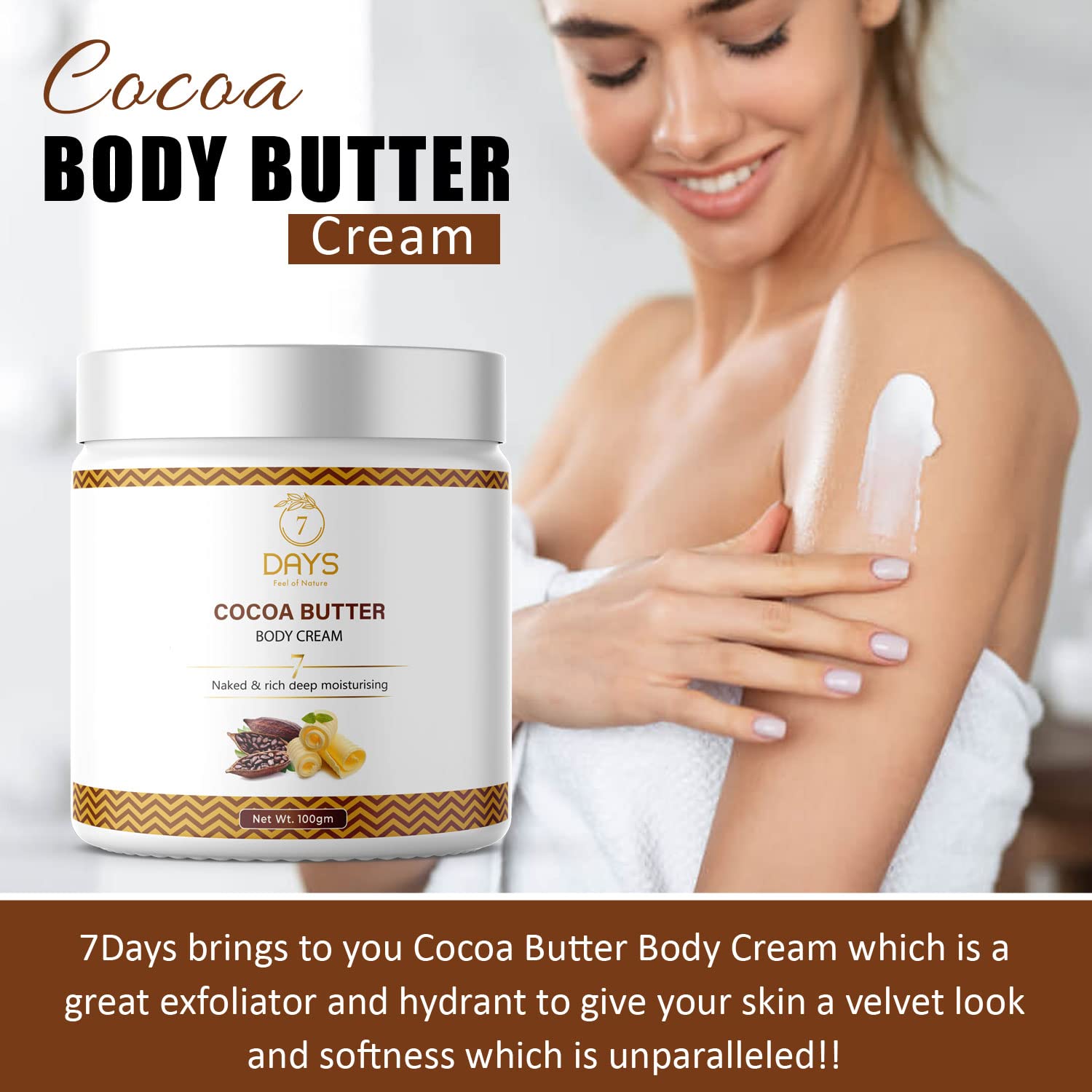 Men's & Women's Cocoa Butter Body Cream for Dry Skin – 24 Hour Deep Hydration | Shea Butter Moisturizer with Extra Nourishing Formula – Hydrating Hand & Body Lotion (100ml) – Perfect for Daily Skincare Routine & Winter Dry Skin Care