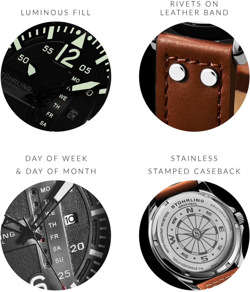 Aeronaut 3916 43mm Quartz Aviator Watch for Men - Stylish Pilot Chronograph for Aviation Enthusiasts & Everyday Wear