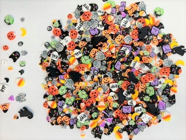 BGM Creations 2000-Piece Halloween Polymer Clay Slices Kit - DIY Slime Supplies, Nail Art Decorations & Craft Embellishments for Halloween Party Decor, Scrapbooking & Jewelry Making