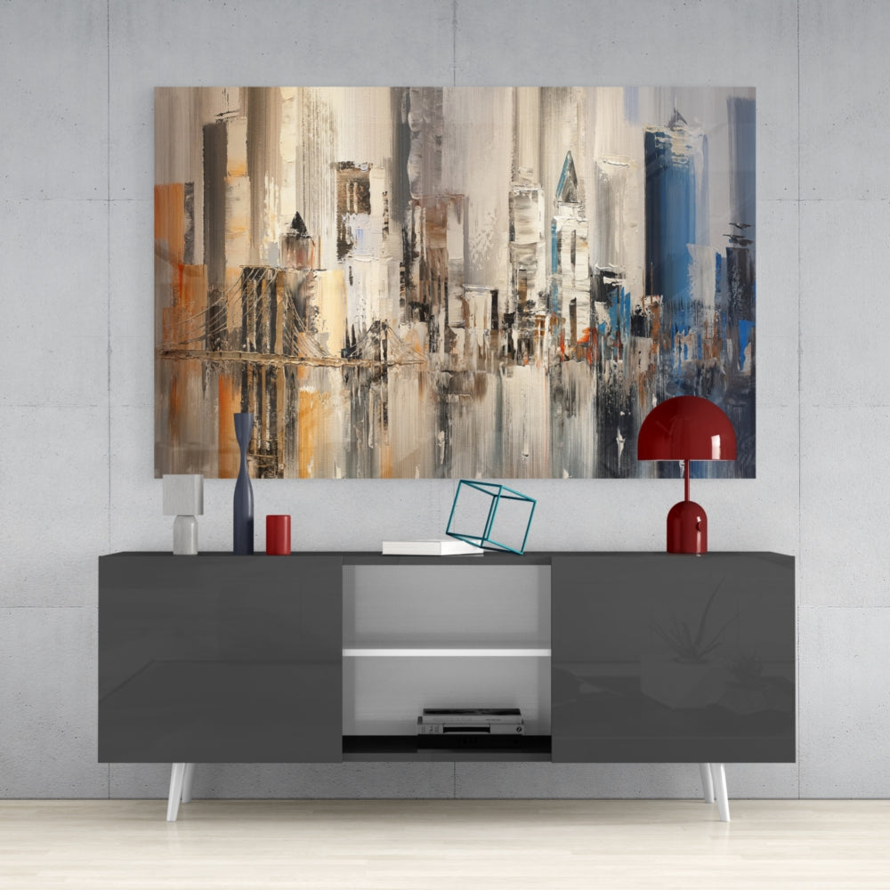 City Skyline Wall Art - Modern Urban Landscape Canvas Print for Home & Office Decor | Perfect for Living Room, Bedroom, or Workspace
