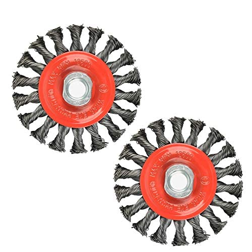 2 Pack 4-Inch Steel Wire Wheel Brush & Knotted Wire Brush - Heavy Duty Rust Removal, Paint Stripping & Surface Cleaning - Compatible with Power Drills - Perfect for Metal, Wood & Auto Restoration Projects