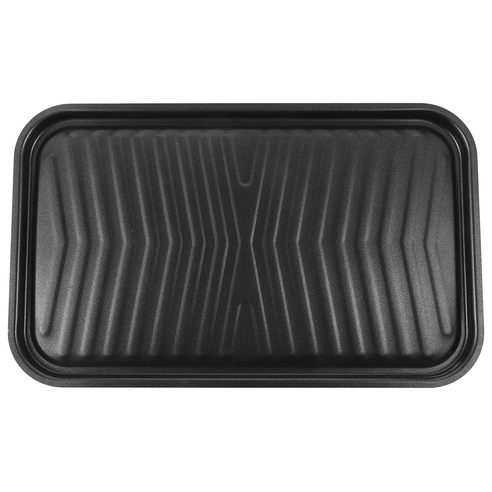 BESPORTBLE Non-Stick Rectangular Grill Pan - 40x24.5cm Steel BBQ Tray for Oven, Grill & Camping - Perfect for Meats, Steaks, Fish & Vegetables (Black) | Outdoor Cooking, Backyard BBQ & Picnic Accessories