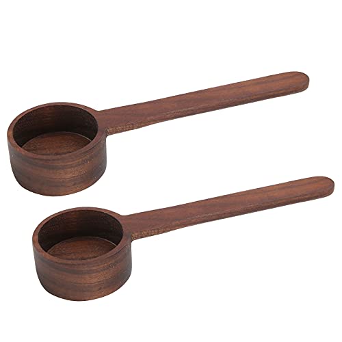 Premium Walnut Coffee Bean Measuring Spoons Set - 2 Piece Wooden Scoop for Coffee Powder & Loose Tea | Perfect for Home Baristas & Restaurant Use | Ideal for Brewing, Baking & Gift Giving