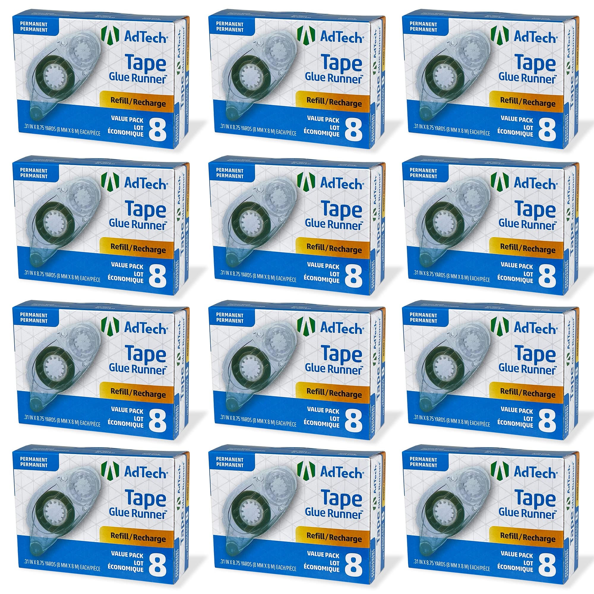 AdTech 05674 Permanent Crafter's Tape Refills - 12 Pack for Scrapbooking, Card Making & DIY Projects - Strong Adhesive Craft Tape for Paper, Photos & Decorations