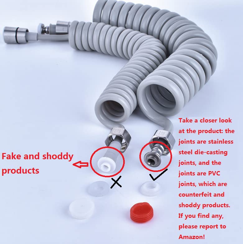 Flexible Bidet Sprayer Hose - PU Telescopic Shower Hose with G1/2 (0.8 Inch, 20mm) Internal Thread - 2M Gray - Perfect for Toilet Bidet, Baby Bath & Pet Cleaning
