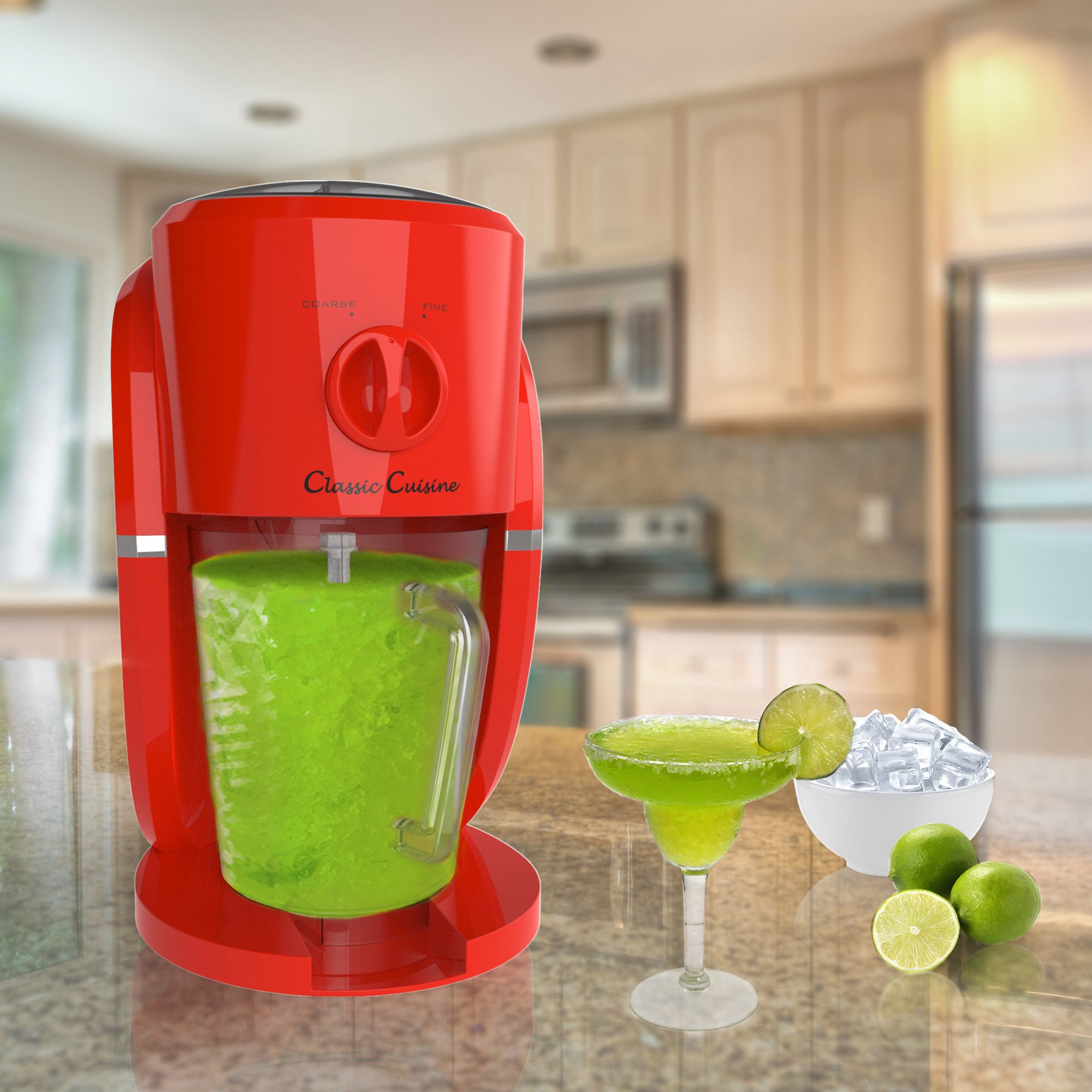 Frozen Drink Maker Machine - Margarita, Pina Colada & Daiquiri Mixer with Ice Crusher for Cocktails, Slushies & Shaved Ice Treats | Perfect for Parties, Bars & Home Use | Classic Cuisine (Red)