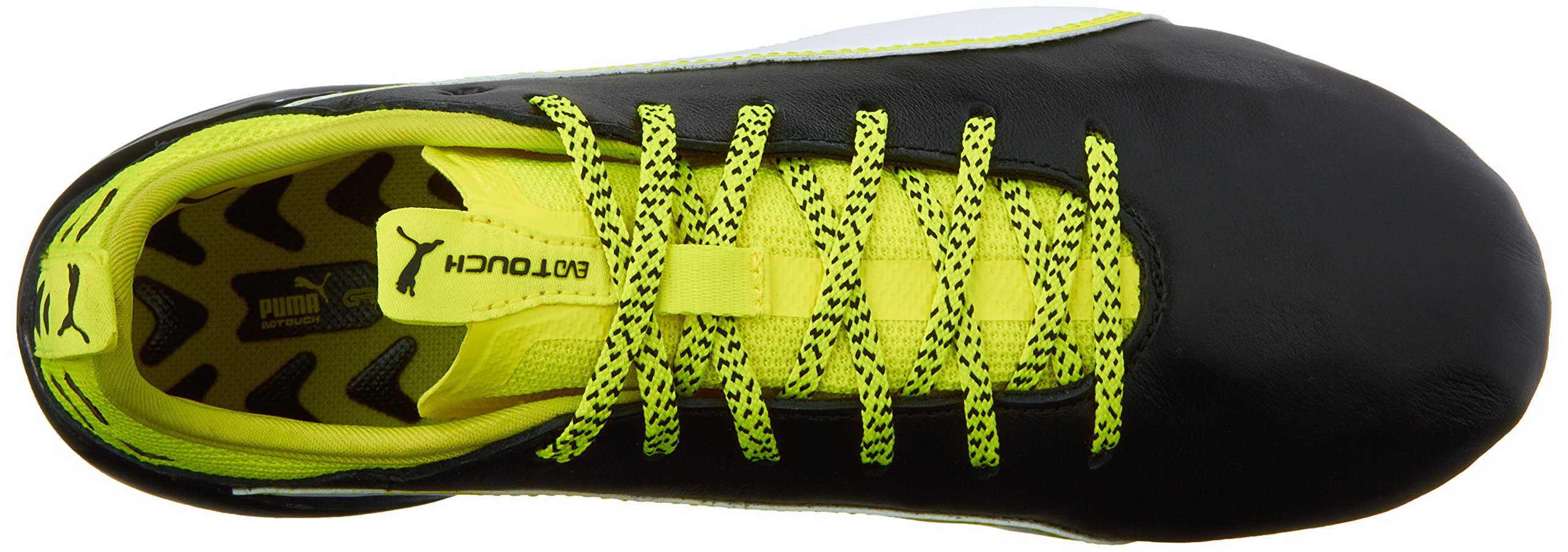 PUMA Kids Evotouch 1 FG Jr Soccer Cleats for Boys - Black/White/Safety Yellow - Size 6 Big Kid - Perfect for Youth Soccer Matches and Training Sessions
