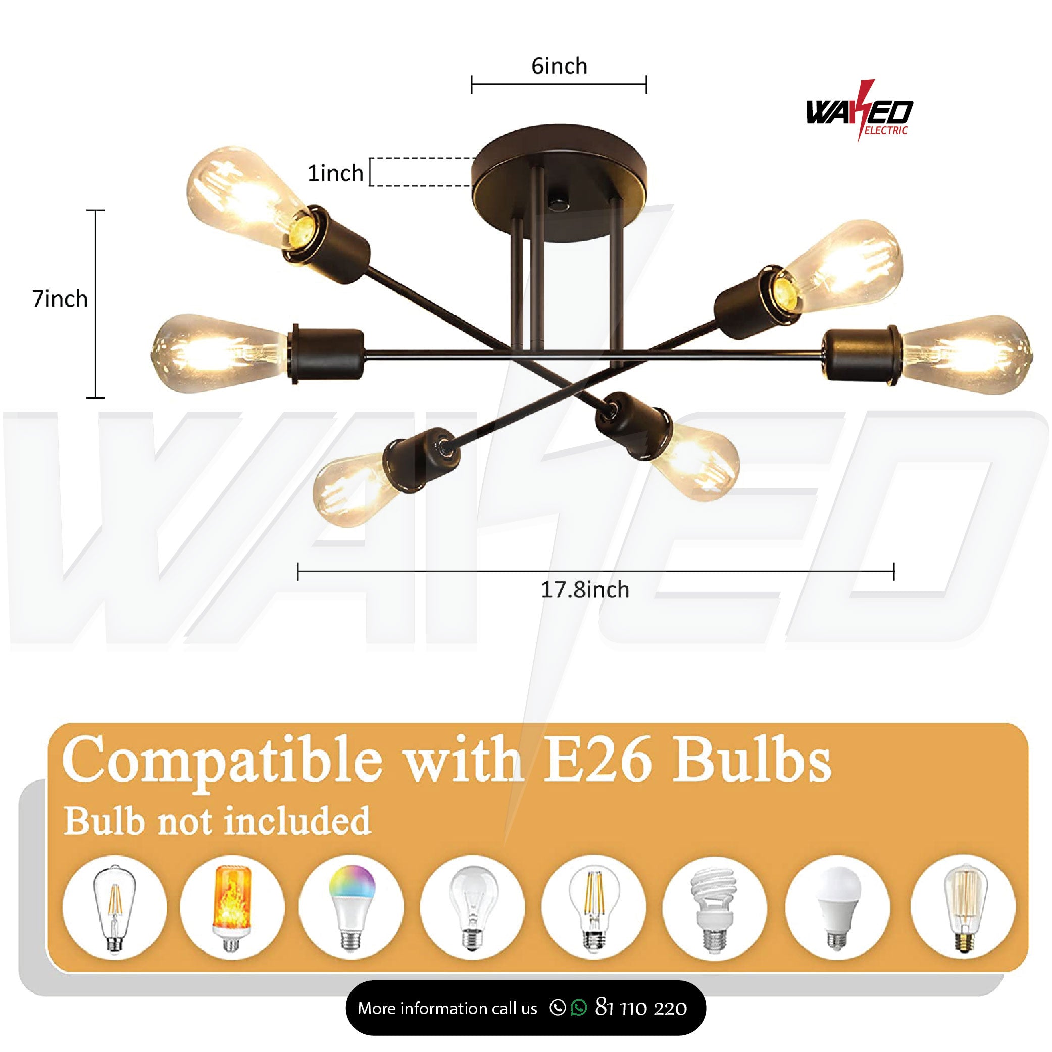 6-Light Crystal Chandelier - Elegant Dining Room Lighting Fixture for Home Decor | Perfect for Living Room, Bedroom & Entryway