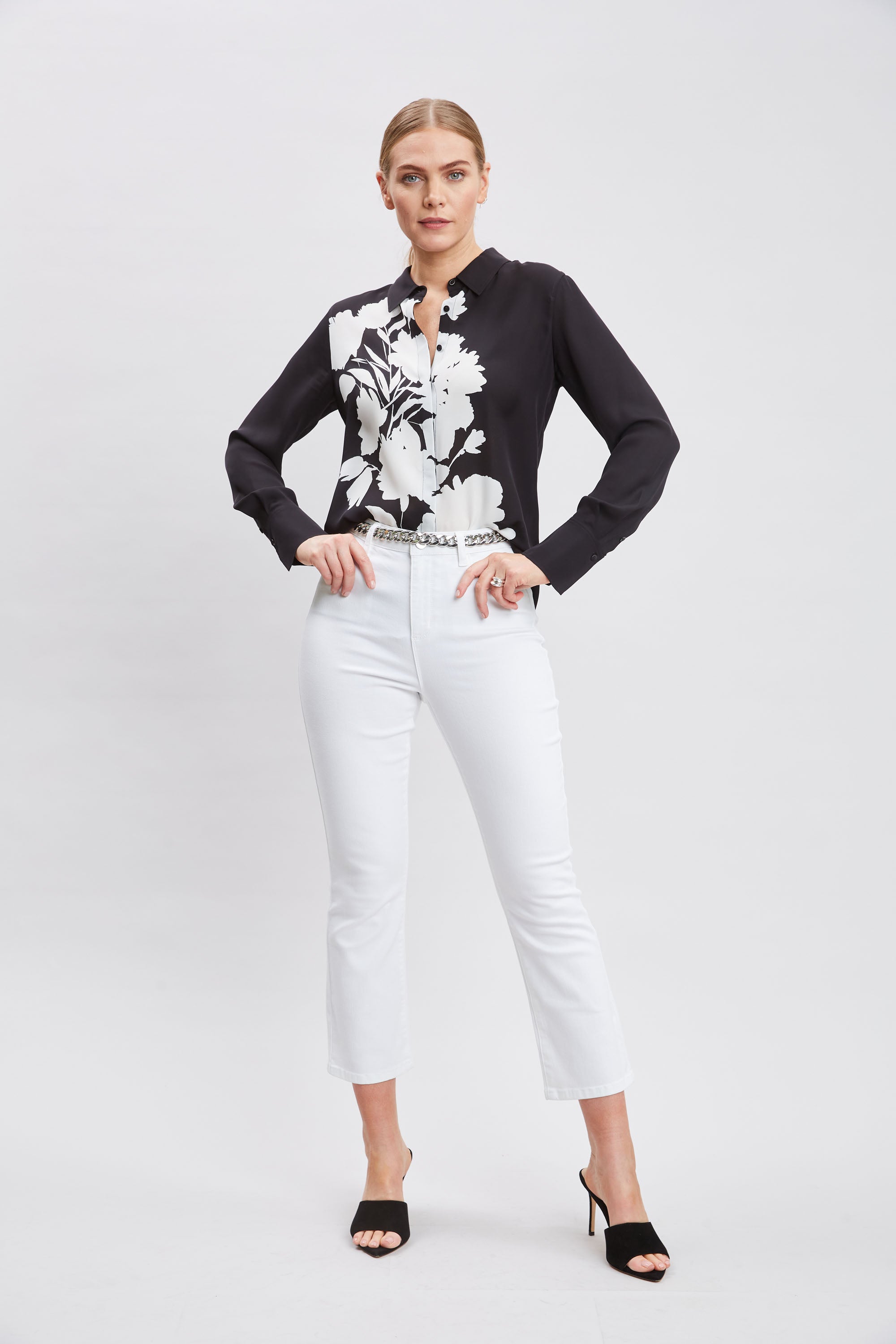 Midnight Garden Print Shirt for Women - Floral Design Casual Tops - Perfect for Spring Outfits & Summer Fashion