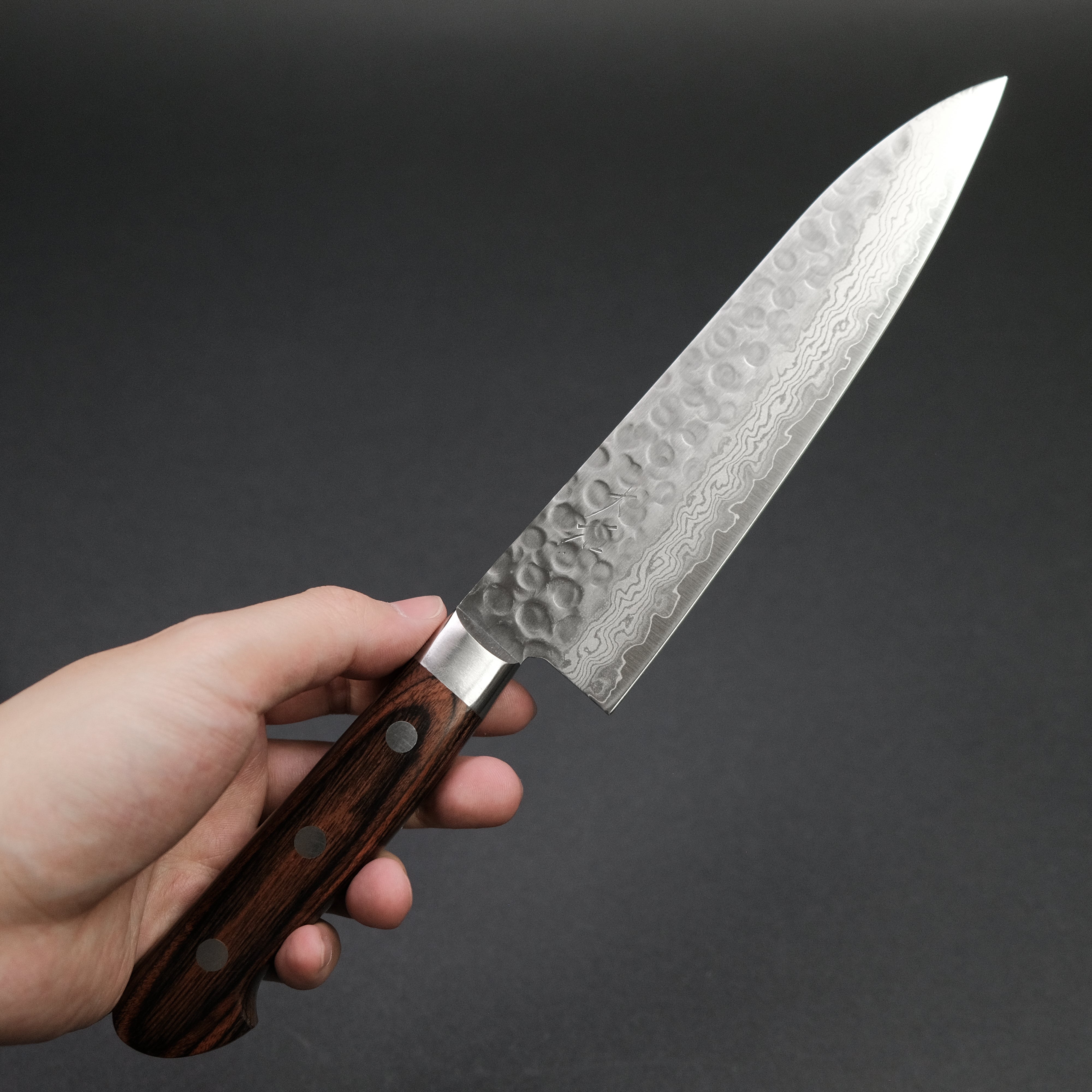Ohishi VG10 Damascus Gyuto Japanese Chef Knife 180mm with Mahogany Handle - Perfect for Sushi, Meat Cutting & Professional Kitchen Use