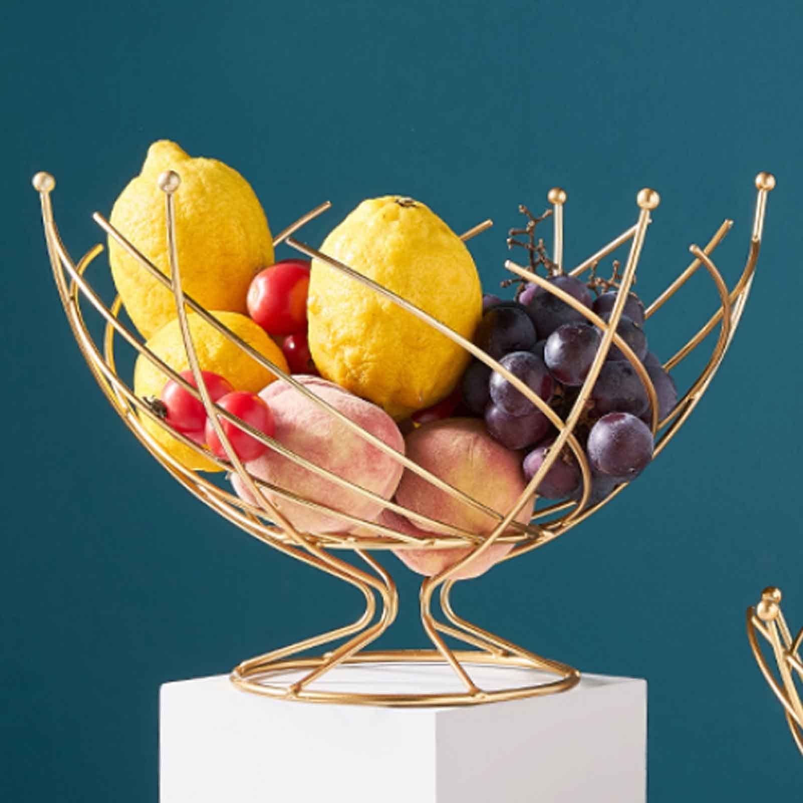 Stainless Steel Fruit Basket for Kitchen Counter - Decorative Metal Fruit Bowl with Stand - Perfect for Countertop Display, Dining Table Centerpiece, and Fresh Fruit Storage