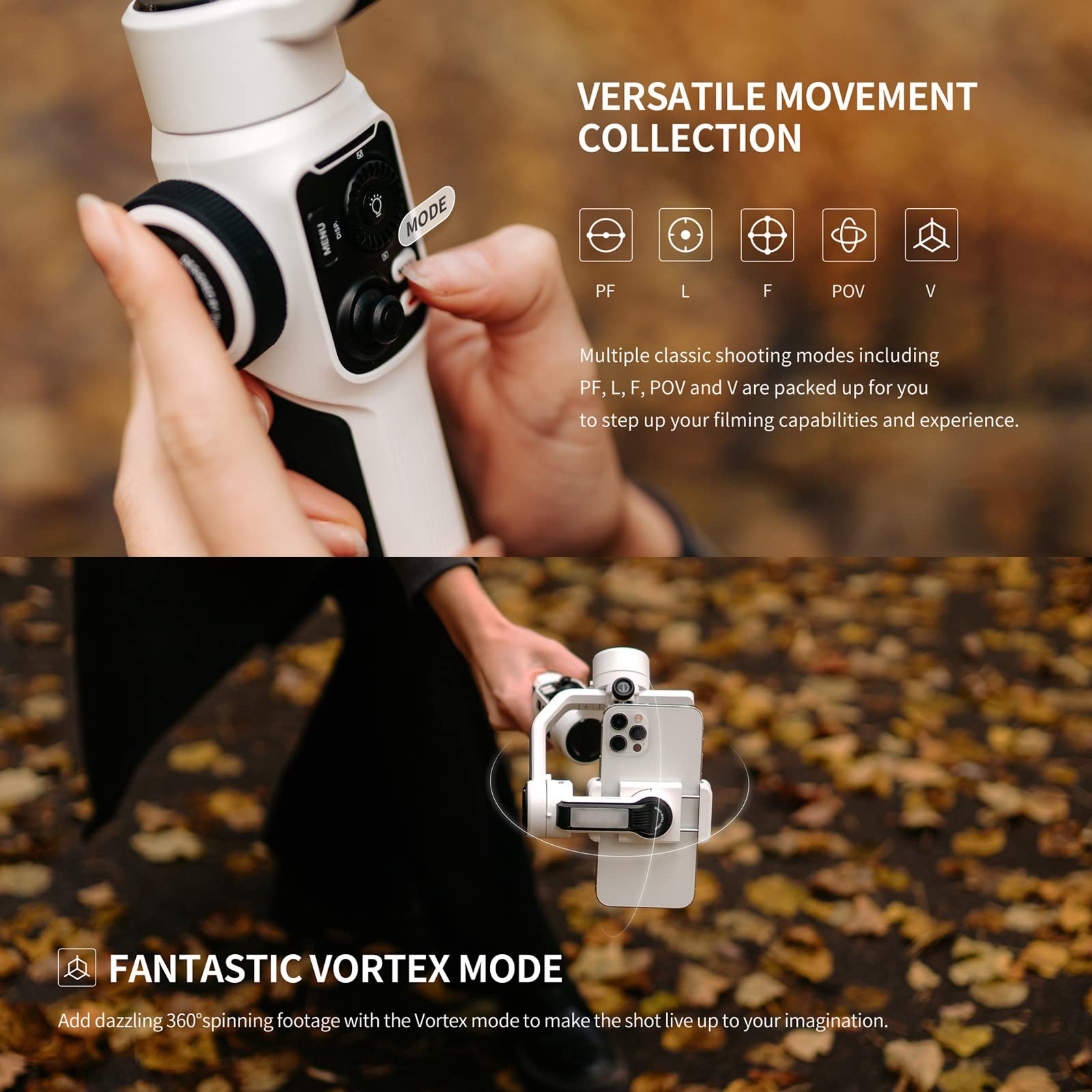 Zhiyun Smooth 5S 3-Axis Smartphone Gimbal Stabilizer - Upgraded Version for iPhone 14/13/12/11 Pro Max/SE2/XS/XR/X/8 Plus & Android Phones - Perfect for Vlogging, YouTube, TikTok Videos & Live Streaming (White)
