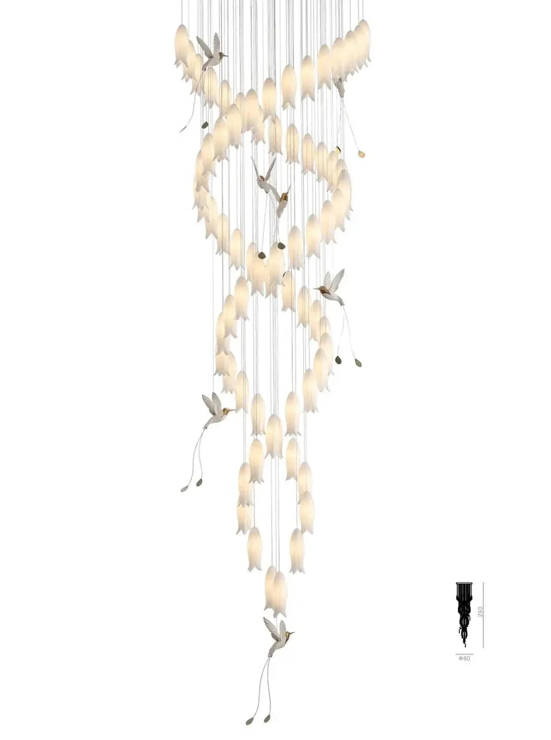 Elegant Tulip Spiral Ceramic Chandelier Lighting - Modern Ceiling Light Fixture for Dining Room, Living Room & Bedroom Decor