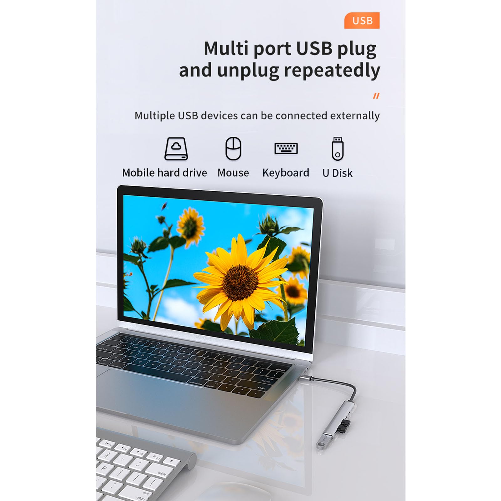 LIGSLN 5-in-1 USB C Hub - Aluminum Alloy USB C Adapter with USB 3.0/2.0 Ports, High-Speed Data Transfer & OTG Function - Perfect for MacBook, iPad Pro, Chromebook & More