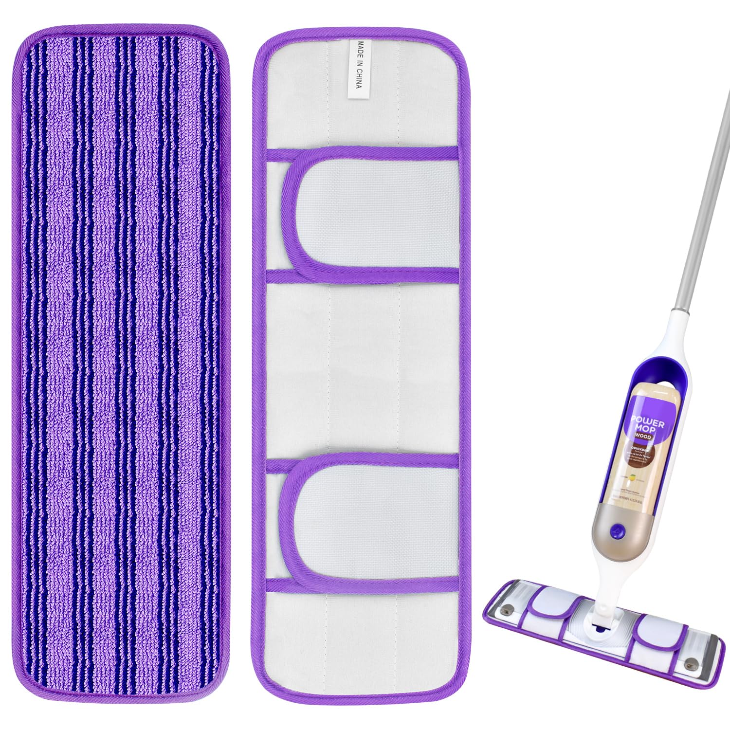 2 Pack Upgraded Reusable Mop Pads for Swiffer PowerMop - Washable Microfiber Refill Pads Replacement for Hardwood, Tile & Laminate Floors - Eco-Friendly Multi-Surface Cleaning Pads for Kitchen, Bathroom & Pet Areas
