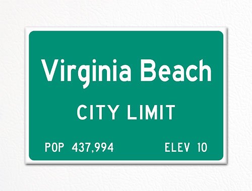 Virginia Beach City Limit Sign Souvenir Fridge Magnet - Collectible Travel Keepsake for Refrigerators, Perfect for Road Trip Memories & Home Decor