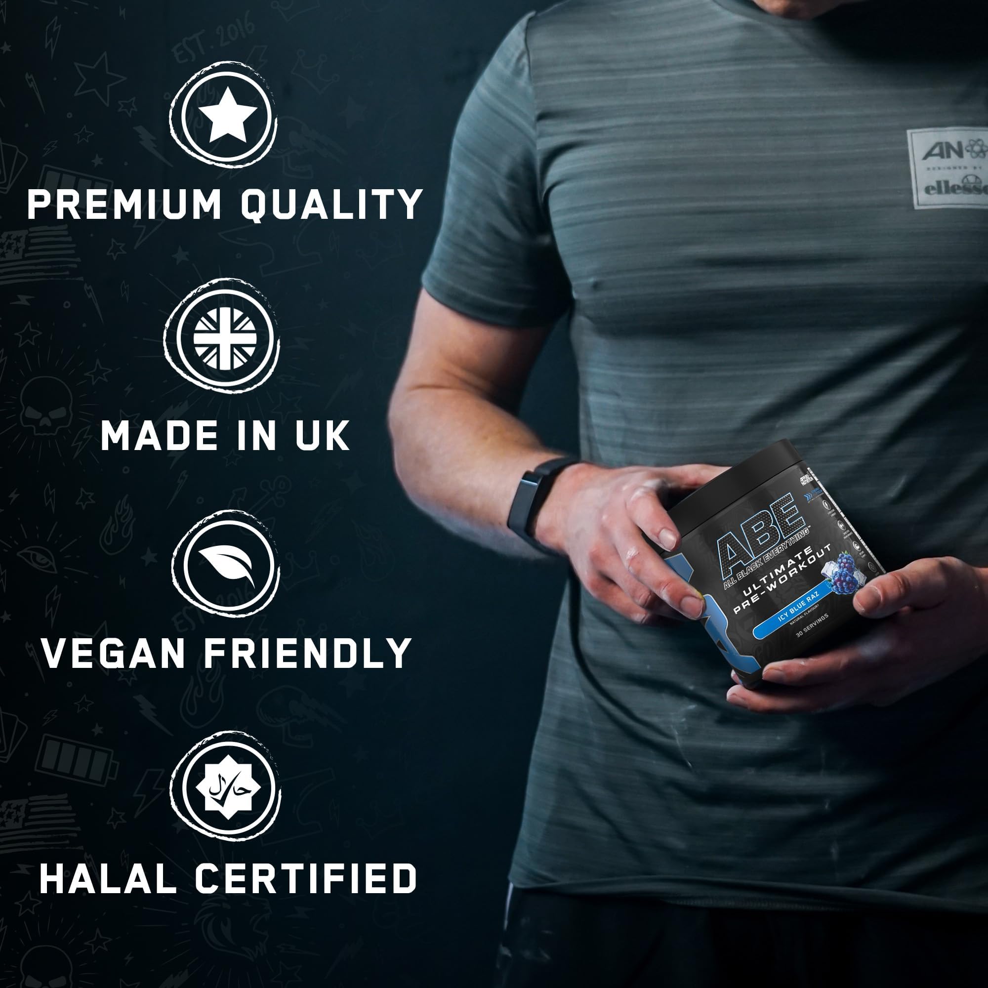 Applied Nutrition ABE All Black Everything Pre-Workout Powder 375g - Boost Energy & Focus for Intense Gym Sessions
