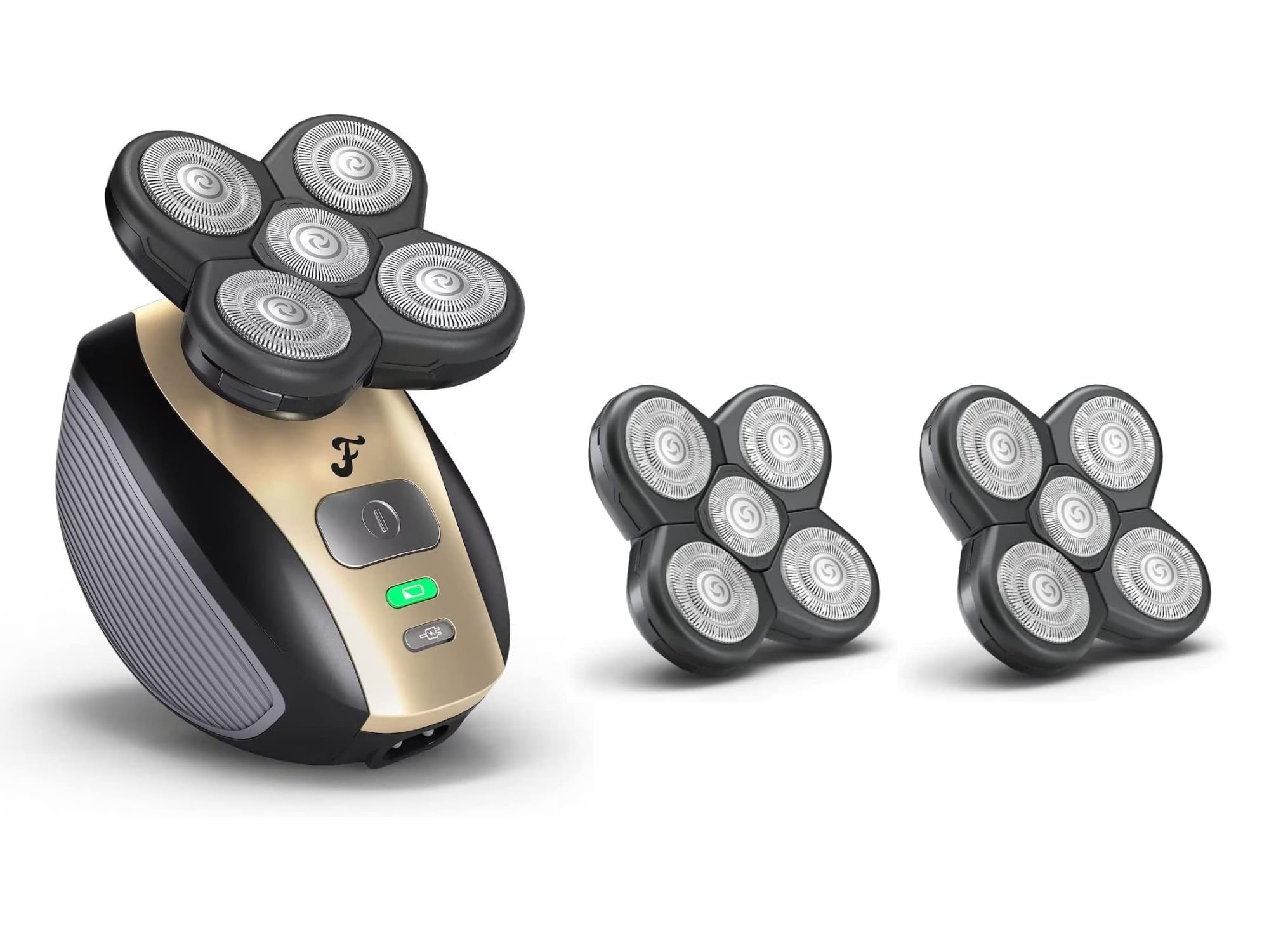 Freebird FlexSeries™ Electric Head Shaver with 5 Flexible Blades - Water-Resistant USB Rechargeable Shaver for Men & Women, Includes 2 Blade Refills - Perfect for Bald Head Shaving at Home or Travel