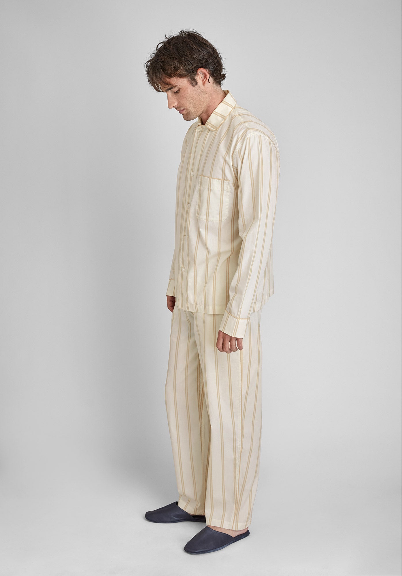 Lowell Pajama Set for Women - Soft Cotton Striped Sleepwear in Sand & Cream Colors | Cozy Lounge & Sleepwear for Relaxing at Home