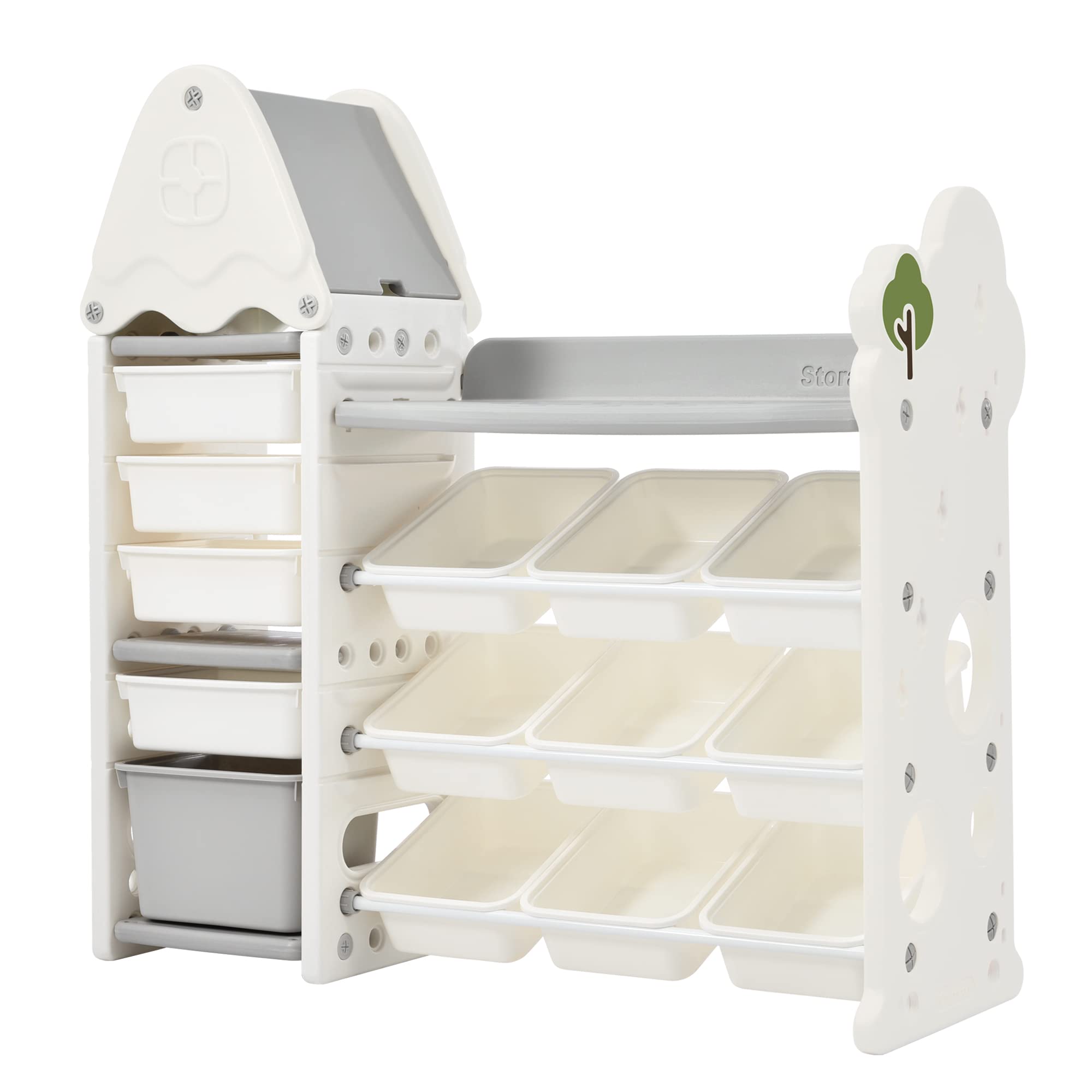 14-Bin Kids Toy Storage Organizer - Multifunctional Nursery Organizer & Toy Cabinet with HDPE Shelves | Perfect for Playroom, Bedroom & Living Room Toy Organization