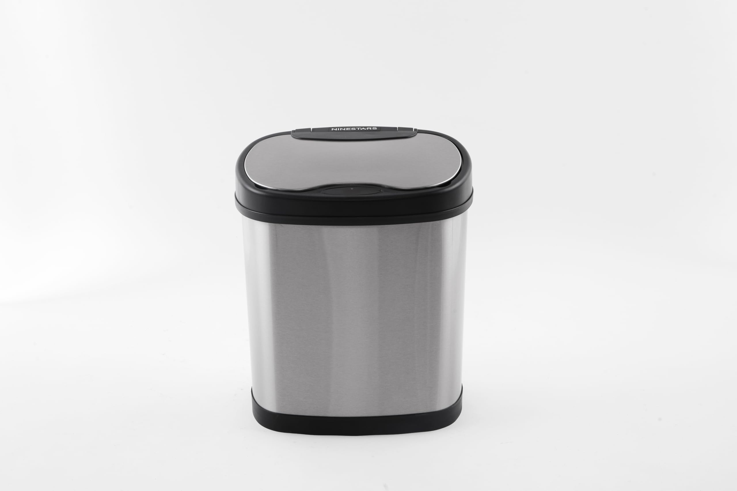 NINESTARS Automatic Touchless Infrared Motion Sensor Trash Can Combo Set - 13 Gal (50L) & 3 Gal (12L) Stainless Steel Waste Bin with Silver/Black Lid for Kitchen, Bathroom, Office - Hands-Free Motion Activated Garbage Can