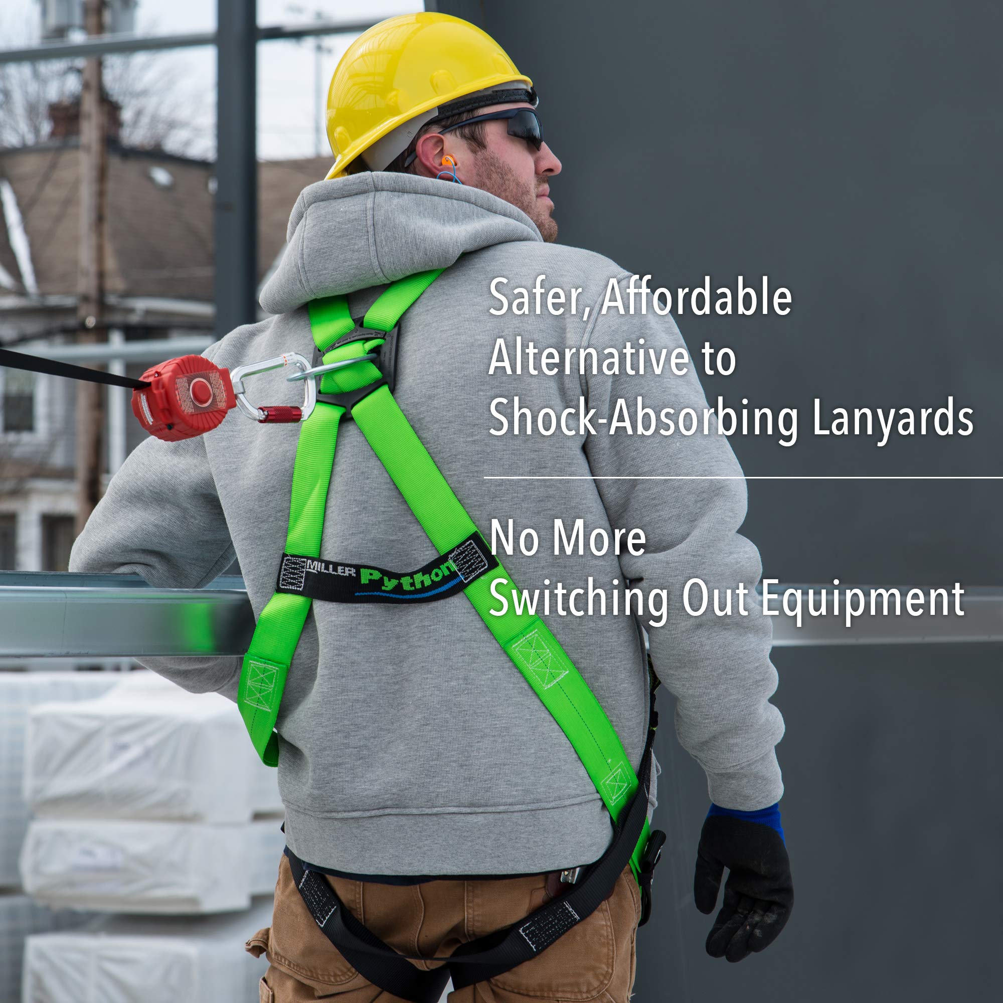 Honeywell Miller TurboLite 6-Foot Personal Fall Limiter with Steel Carabiner & Locking Snap Hook (MFL-1-Z7/6FT) - Red | OSHA Compliant Fall Protection for Construction, Roofing & Industrial Work Safety