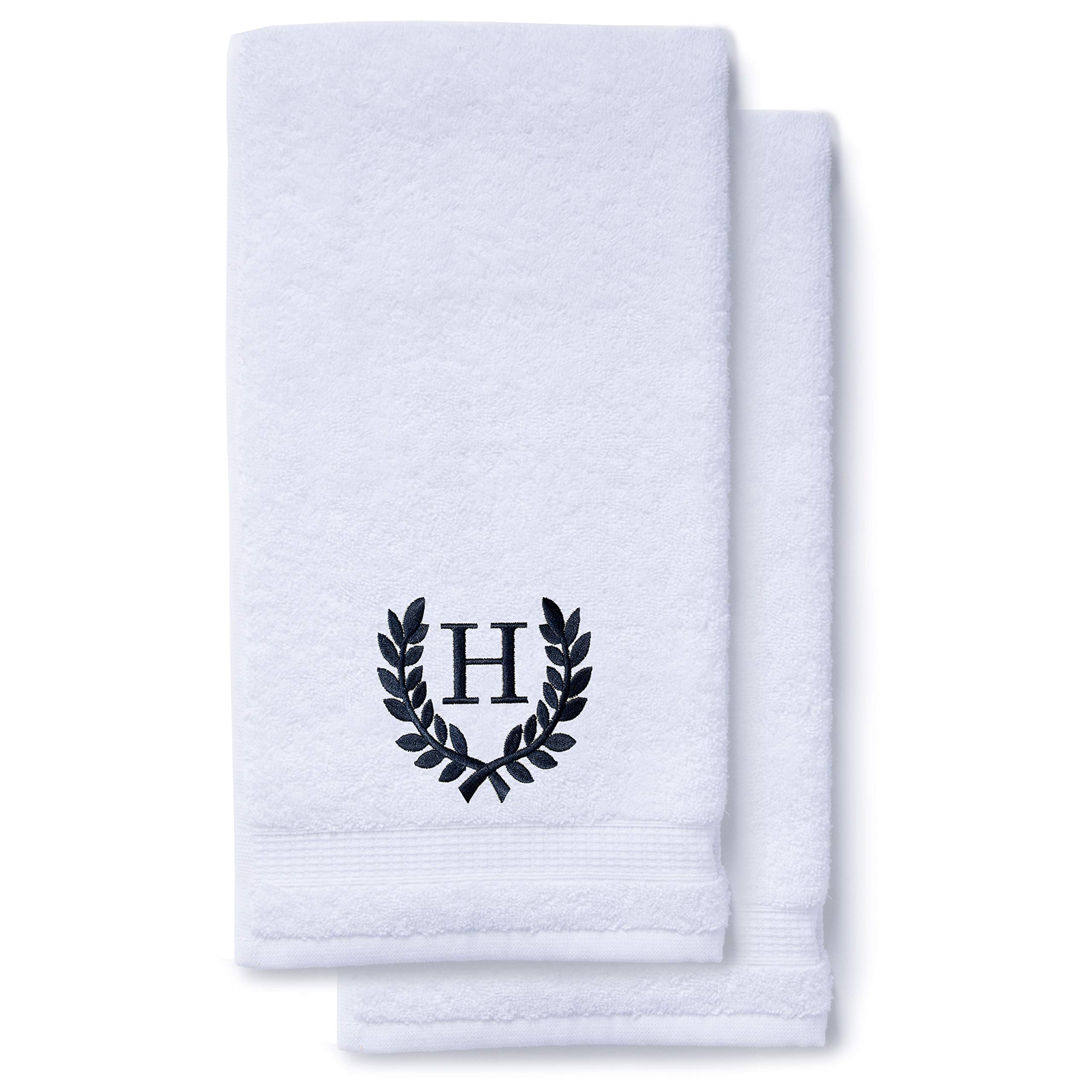 Personalized Monogrammed Hand Towels for Bathroom & Kitchen - Luxury Turkish Spa Towel Set of 2 (16x30 Inch) | Wedding Gift, Bridal Shower Present | Custom Roman Font Embroidery | Perfect for Guest Bathrooms, Makeup Vanity & Spa Days