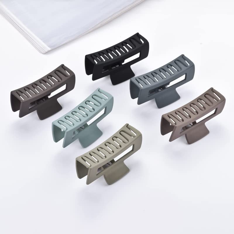 Shidara Large Matte Hair Claw Clips for Women - Strong Hold Jaw Clips for Thin, Thick & Curly Hair - Set of 6 (Square & Butterfly Style) - Perfect for Work, Gym, Travel & Everyday Hairstyling