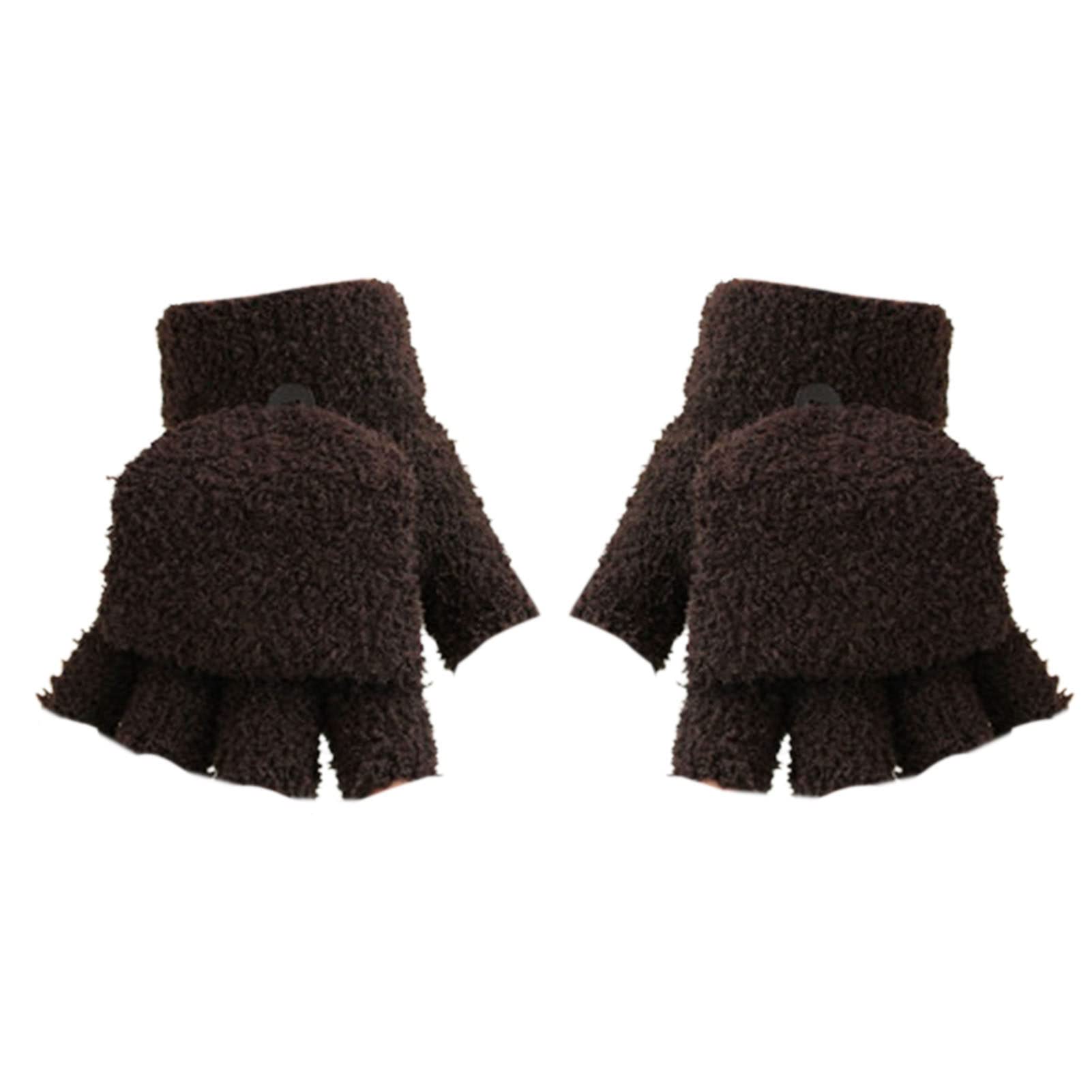 Half Finger Winter Gloves - Warm Knitted Mittens for Women & Men - Breathable Flip Cover Fingerless Gloves for Cold Weather - Perfect for Running, Cycling & Outdoor Activities