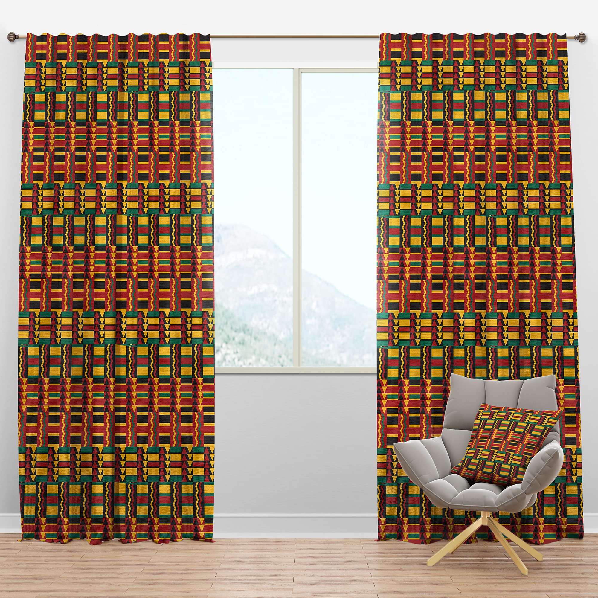 DesignQ Blackout Curtains - African Pattern Thermal Insulated Drapes for Bedroom & Living Room (52x108, Single Panel) - Perfect for Light Blocking, Energy Saving & Home Decor