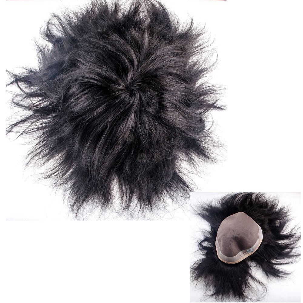 Verbier USA Base Men's Hair Topper - 8x6 Short Real Human Hair Wig in Black (Includes Free Hair Brush, Tape, Wig Clips & Comb) - Perfect for Thinning Hair & Bald Spot Coverage