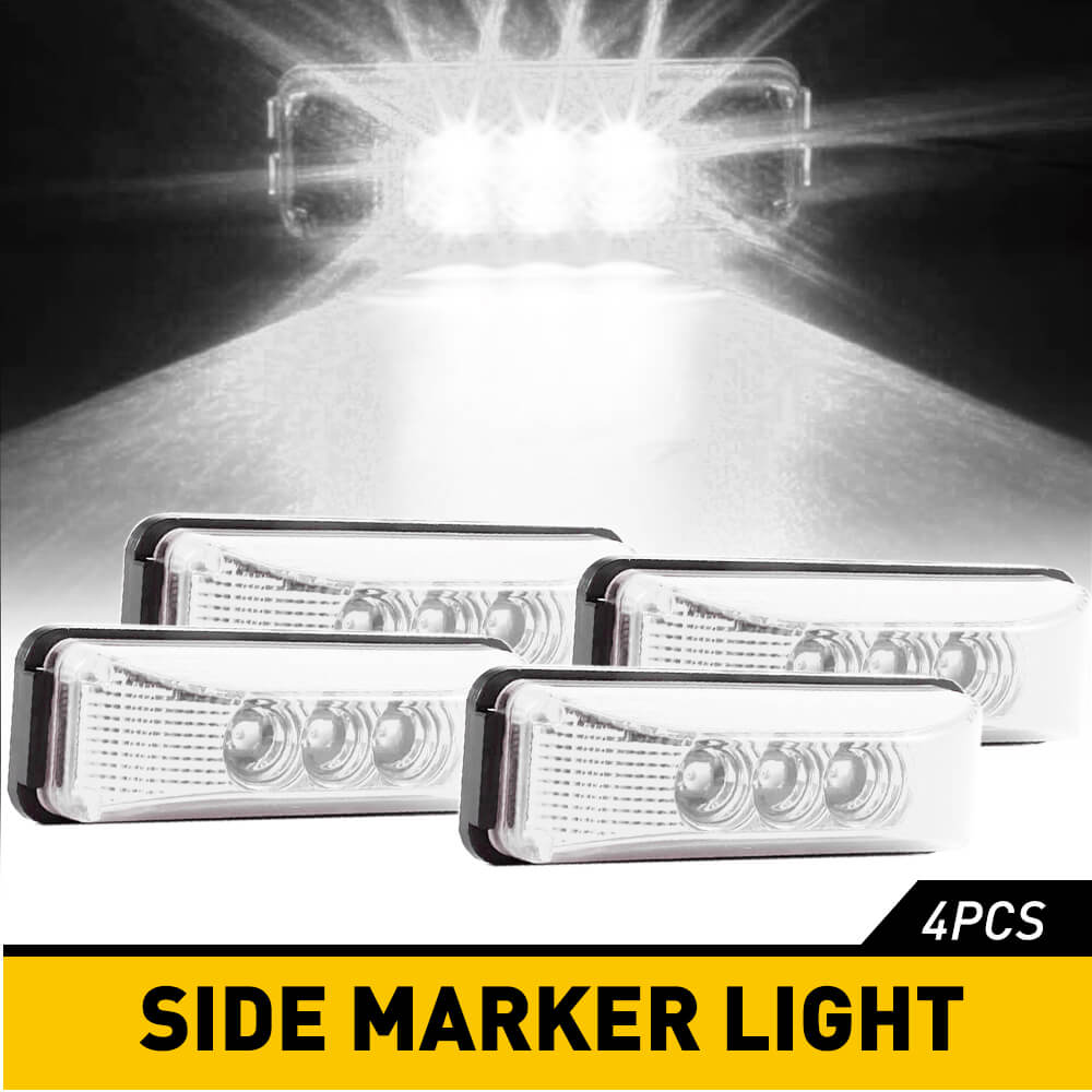 4 Inch 3 LED Front & Rear Side Marker Lights for 12V Trucks, Trailers, RVs - 4 Pack - Waterproof & Durable for Night Driving & Safety Visibility