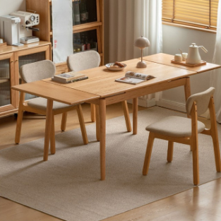 Solid Oak Wood Extendable Dining Table - Expandable Large Tabletop for Family Gatherings & Dinner Parties | Perfect for Small Spaces & Entertaining Guests