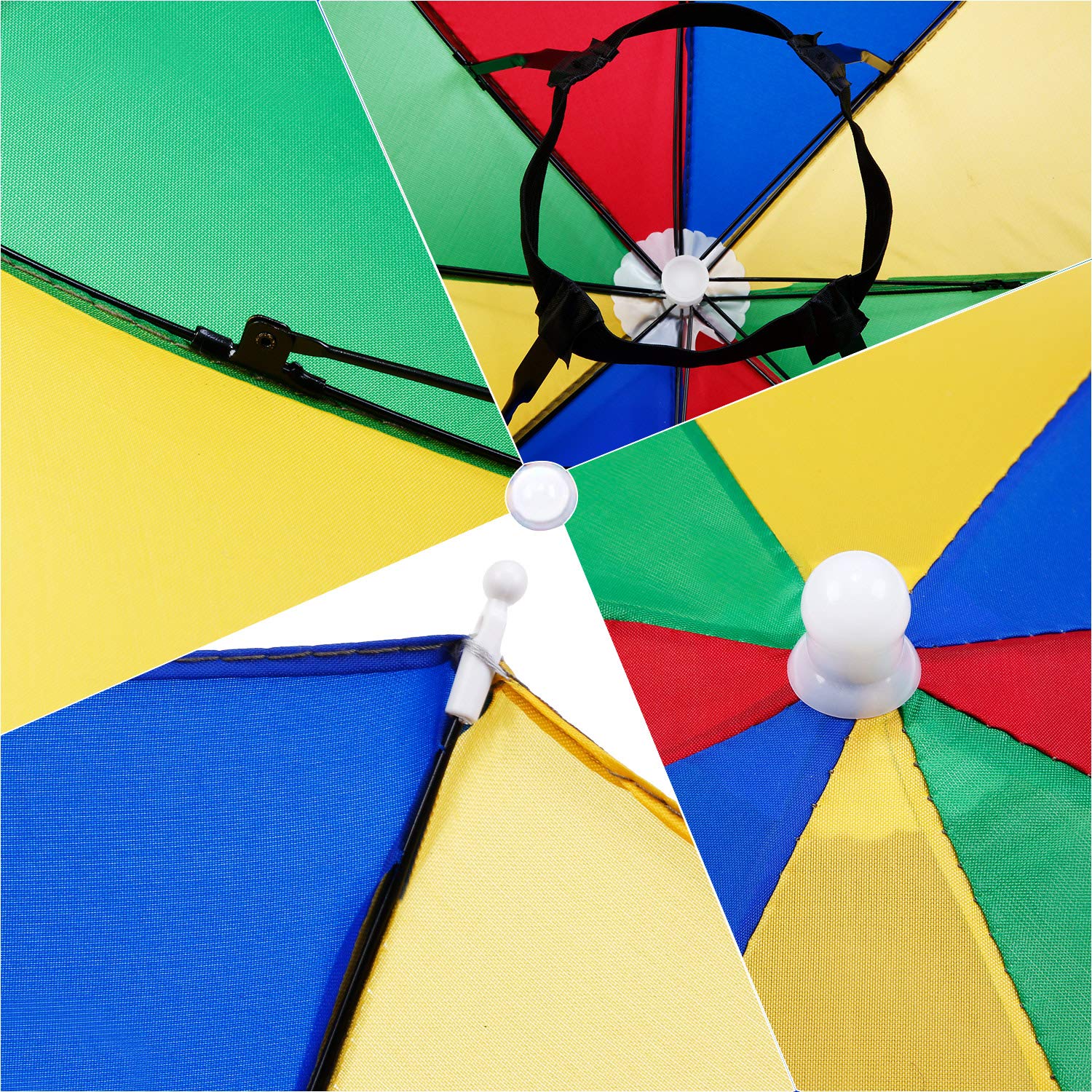 3 Pack Waterproof Rainbow Umbrella Hats - Adjustable Camouflage Fishing Cap & Sun Protection Headband for Beach, Outdoor, Camping, Hiking, and Fishing Activities